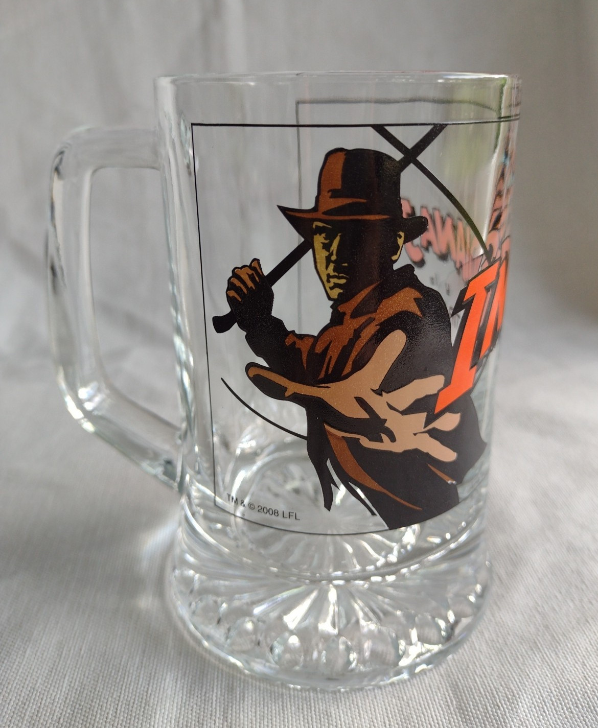 2008 Spanish Indiana Jones y La Ultima Cruzada Burger King Glass Mug