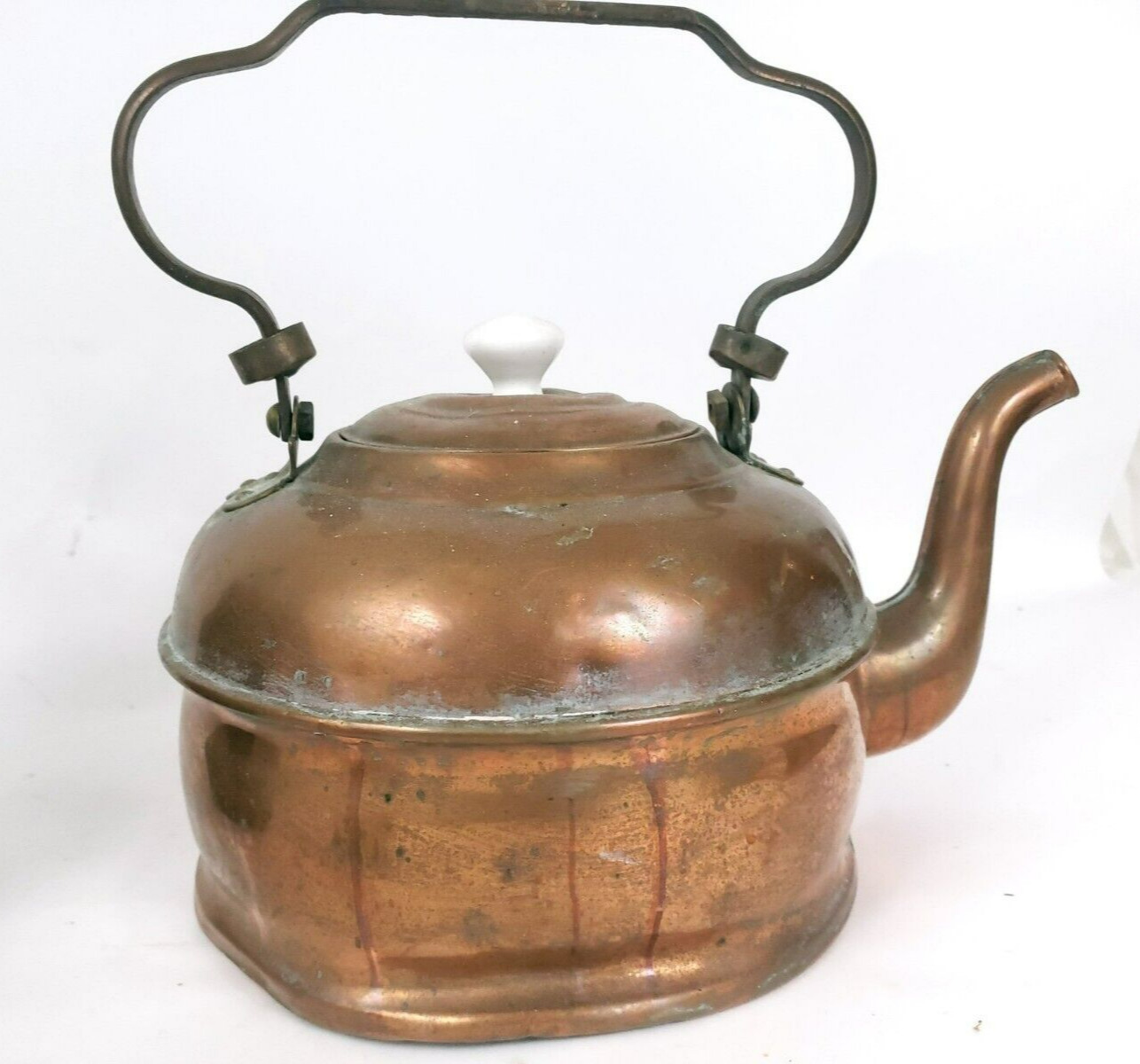 Antique Rustic Copper Tea Kettle w/Lid