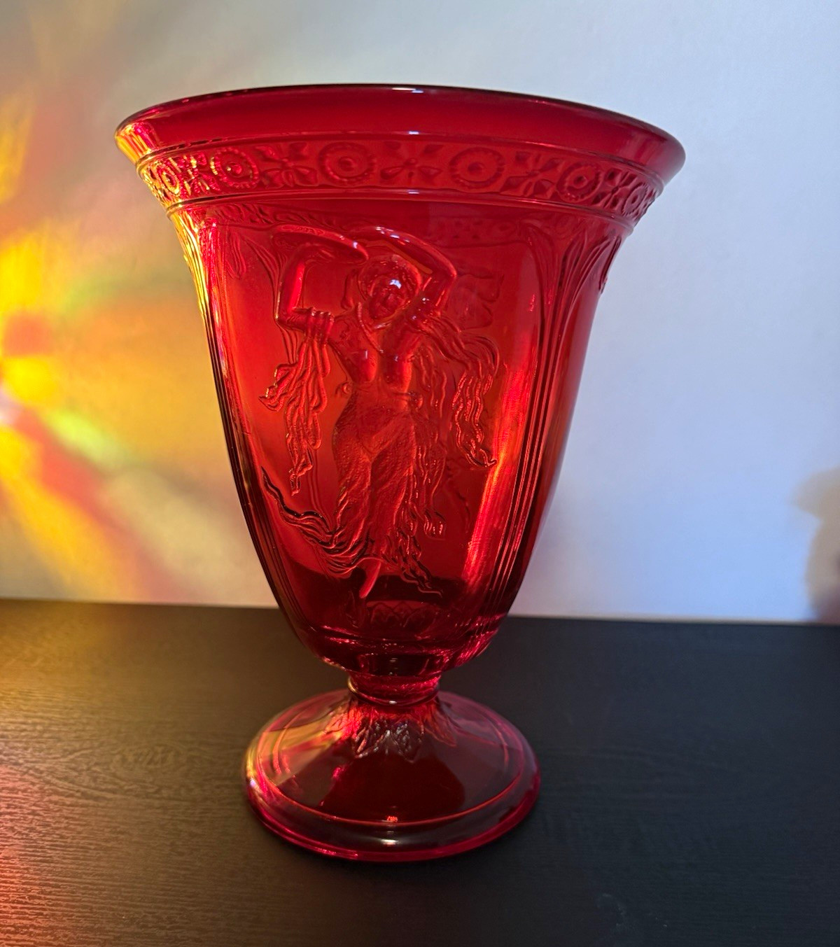 Fenton Red Dancing Ladies Vase - *RARE*