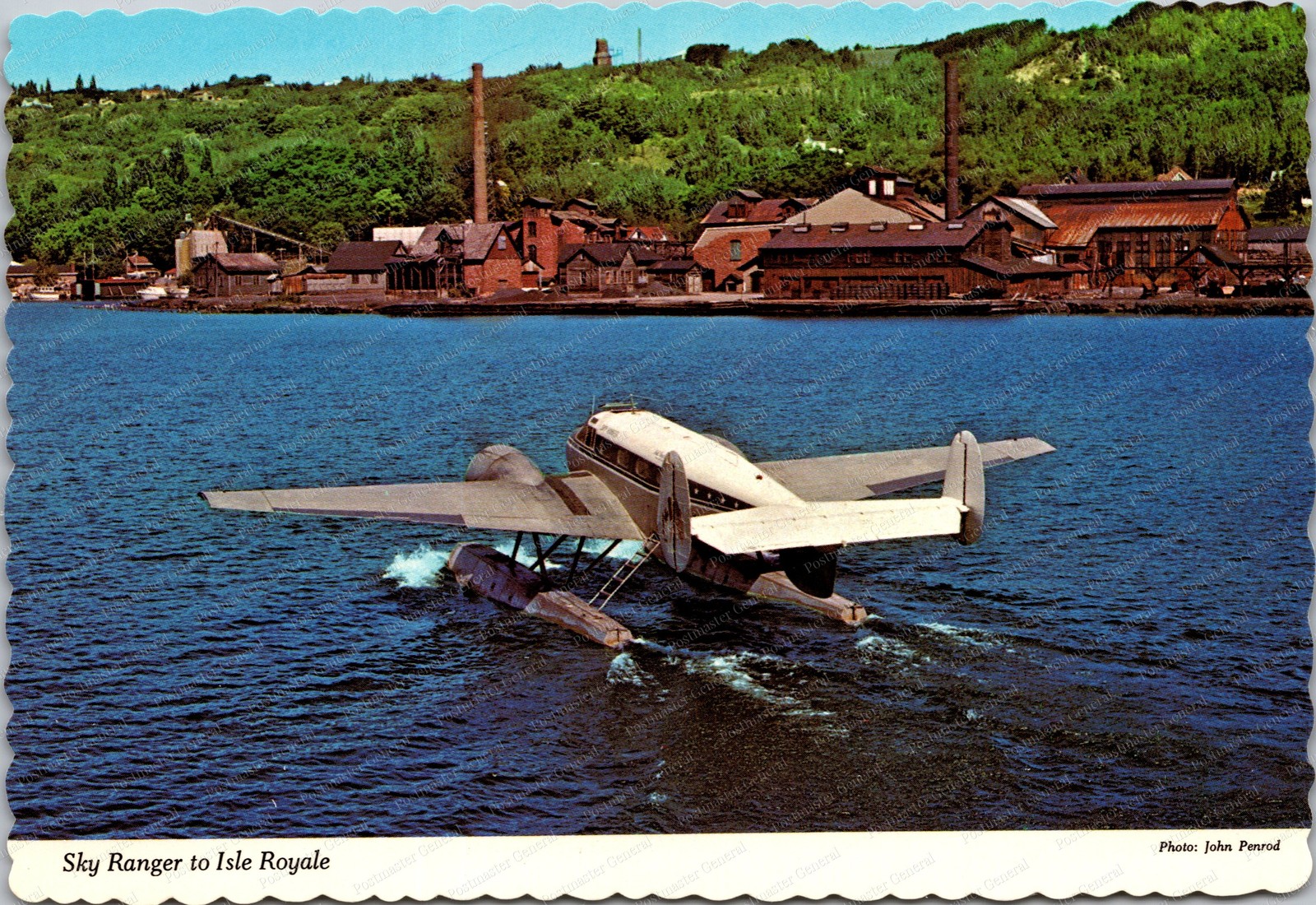 Houghton Michigan Sky Ranger to Isle Royale Plane Continental Postcard C409