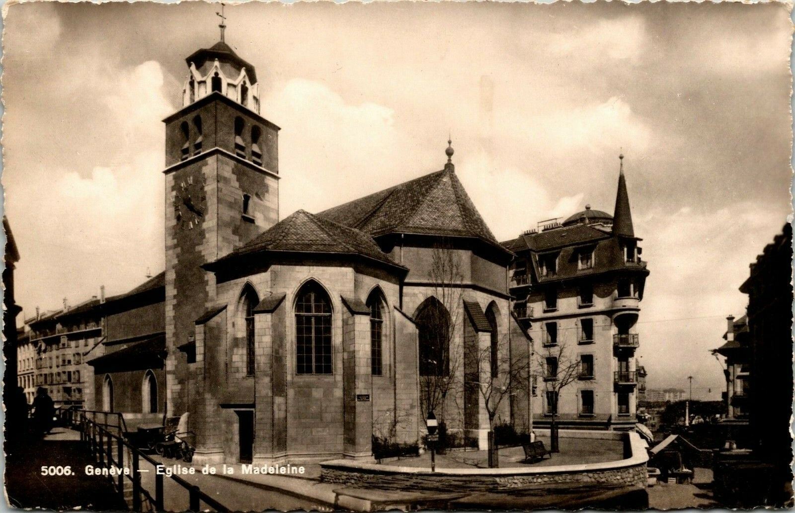 VTG Real Photo Postcard RPPC Church of Madeleine Geneva (Unposted)