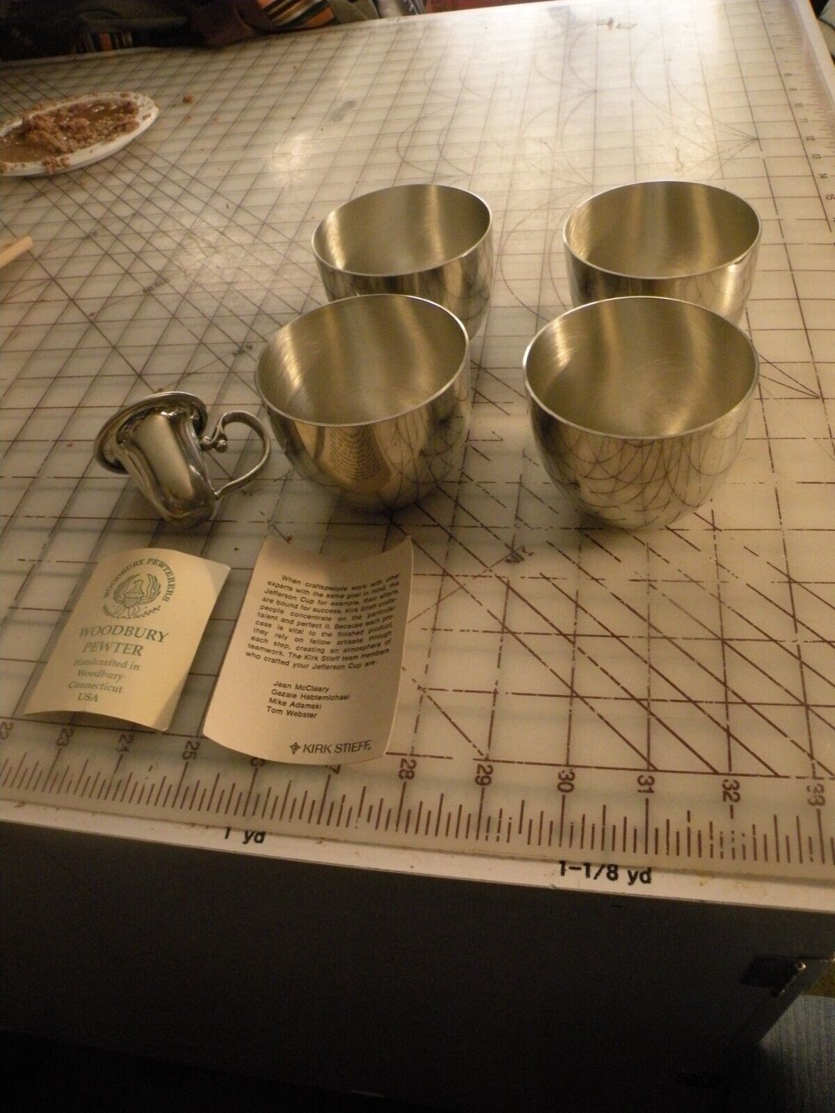 4 Kirk Stieff Pewter Thomas Jefferson Memorial Cups P50 Small Silver Set