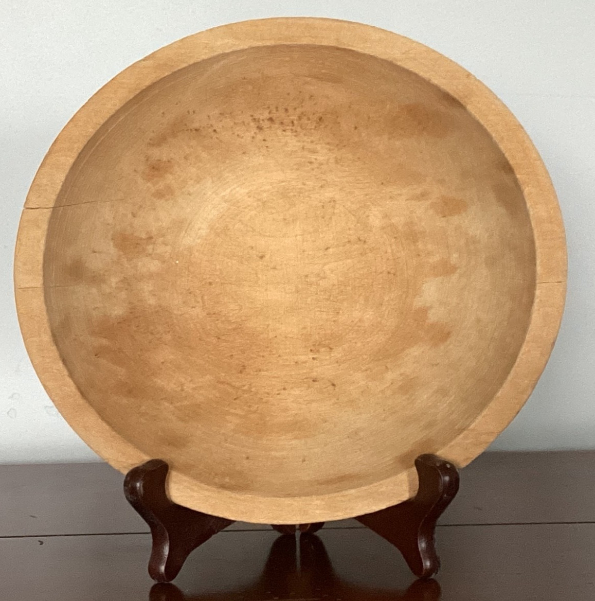 Vintage Munising Wooden Dough Bowl Rustic Slightly Oval Farmhouse Style