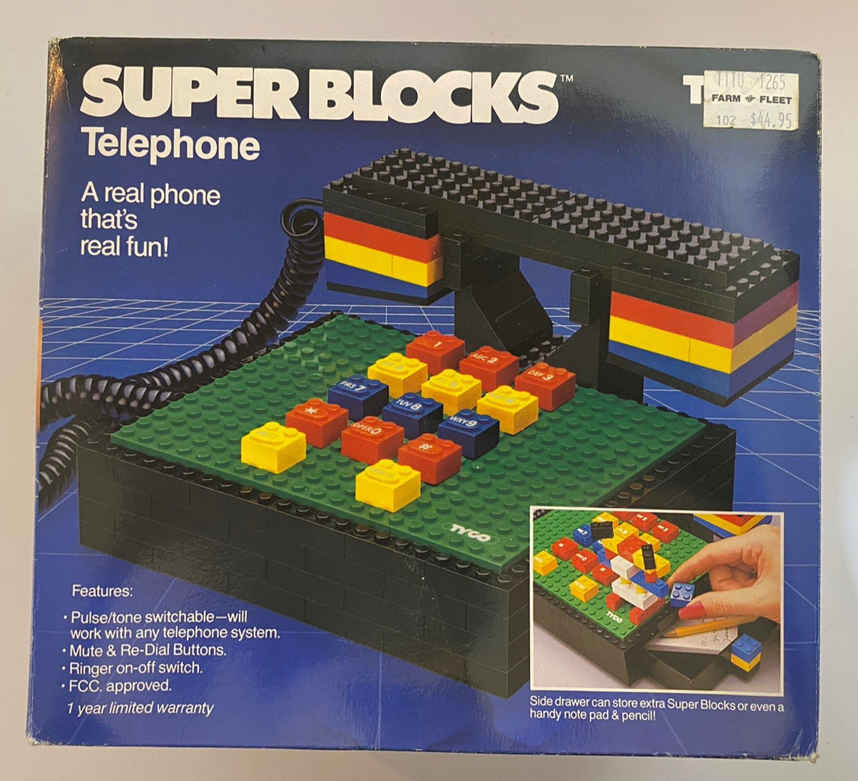 Vintage Super Blocks Telephone TYCO 1988 New in Box