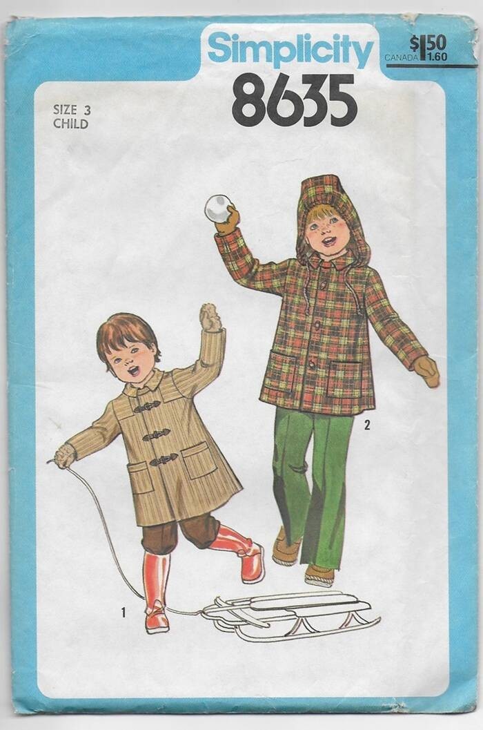 Vintage 70s Simplicity Pattern 8635 Child's Unlined COAT or JACKET Detach Hood 3