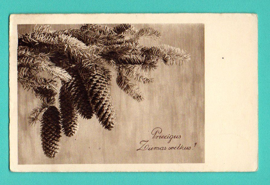 LATVIA LETTLAND CHRISTMAS VINTAGE POSTCARD USED 688
