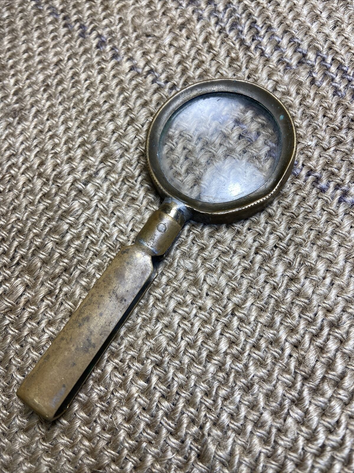 Antique bronze reading magnifier glass