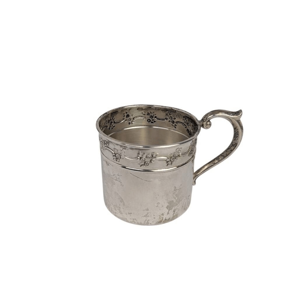 Vintage Lullaby S188 sterling silver baby toddler cup mug 42 Grams floral detail