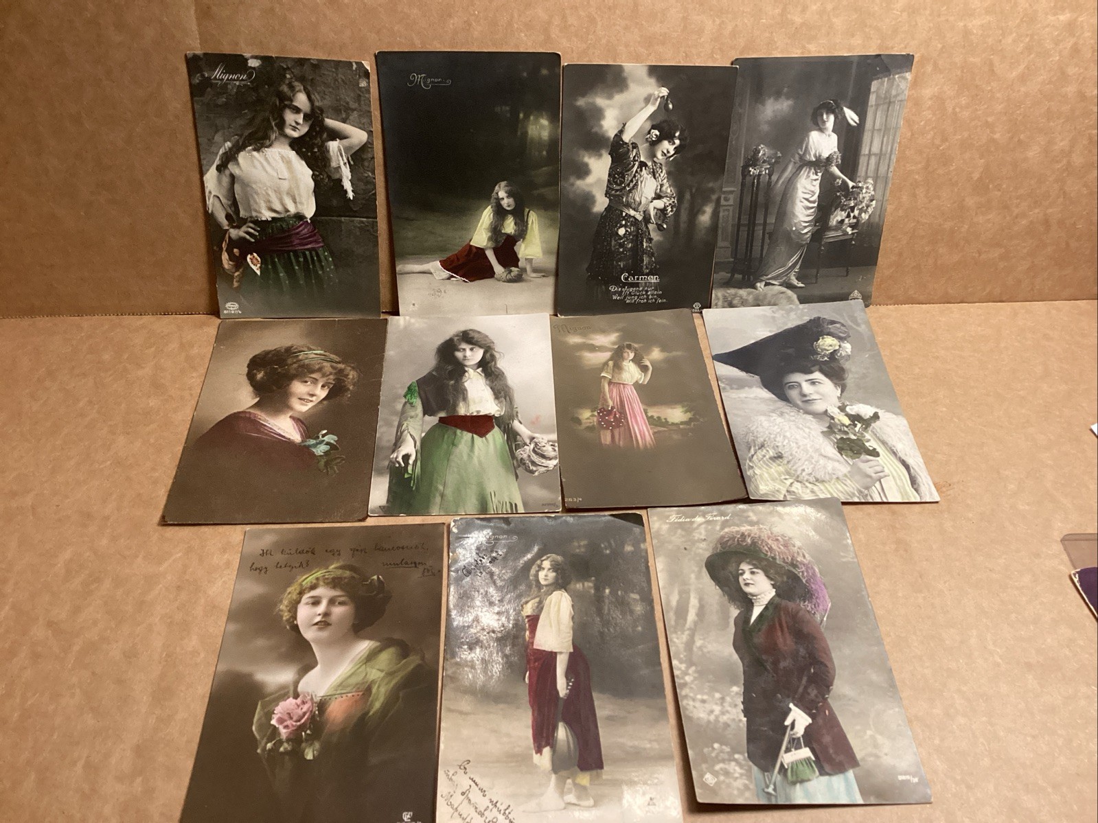 11 Mignon PLUS MORE Girls RPPC German Real Photo Tinted Postcards Antique Posted