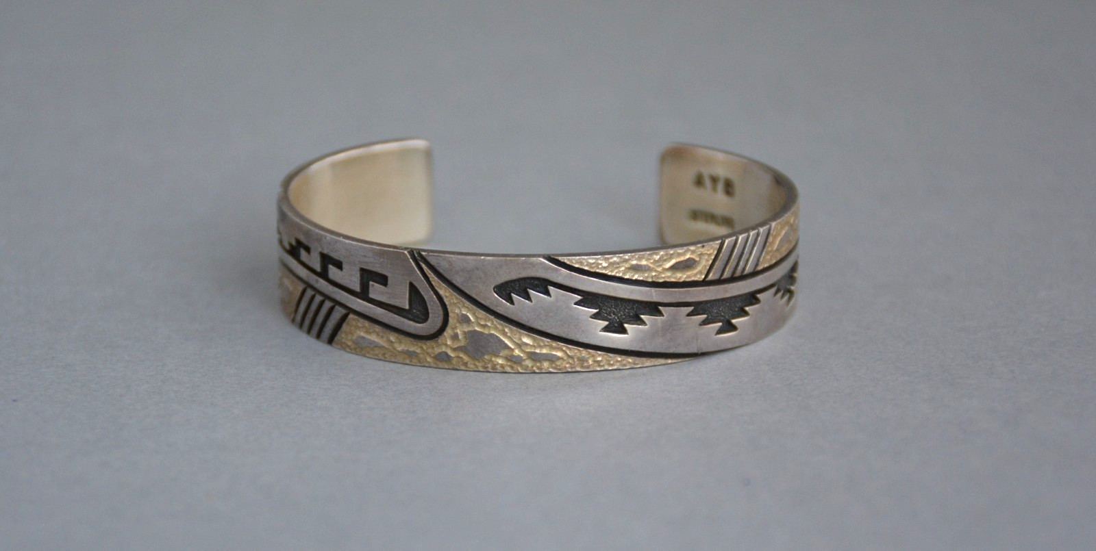 Alton Bedonie - Navajo Sterling Silver Bracelet Cuff - Sky Cloud Design - 6 3/4