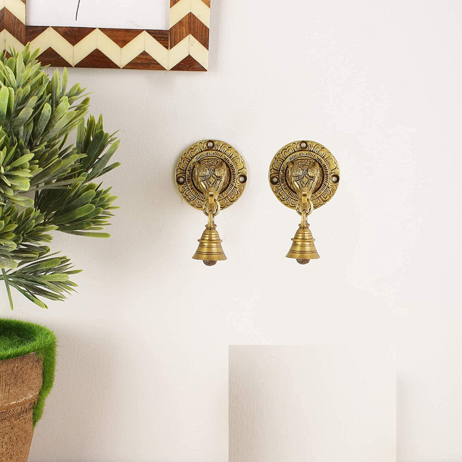 Indian traditional Brass Elephant Face Wall & Door Hangings for Decoration