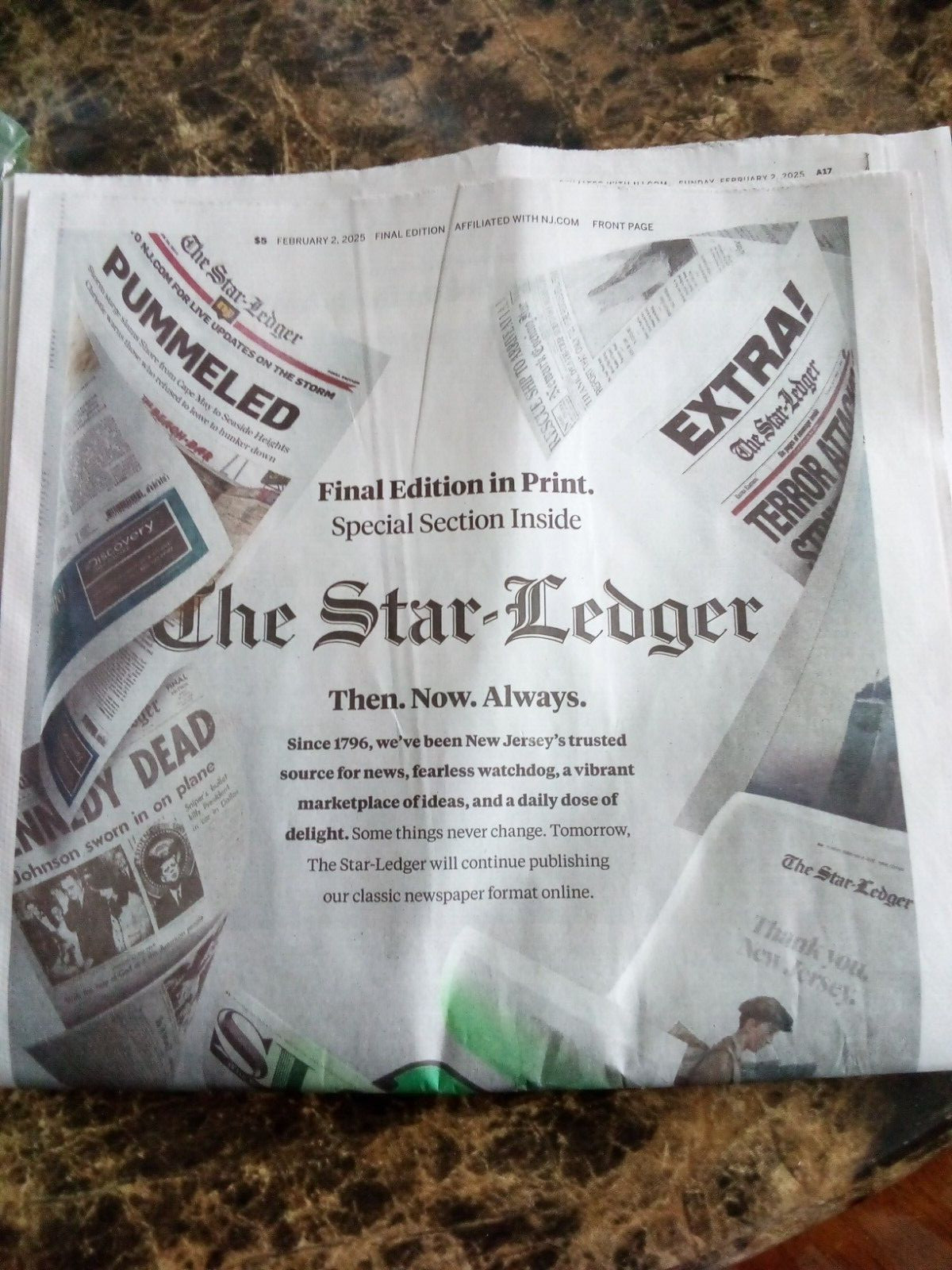 The Star Ledger Newspaper 2/2/25- Final Print Ever with INSERT