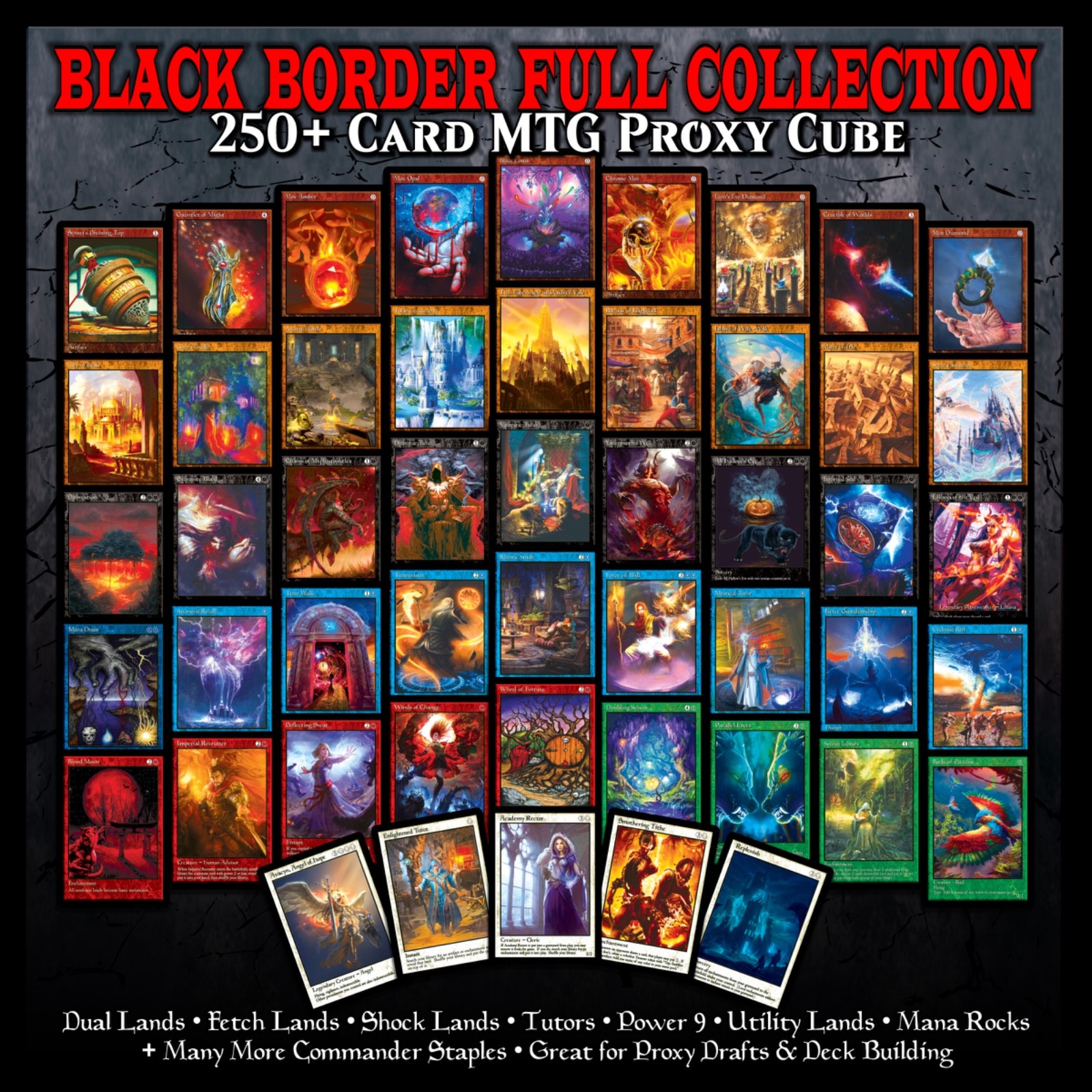 MTG PROXY CUBE DRAFT BUNDLE Extended Art  250+ Alternate Art Black Border Cards