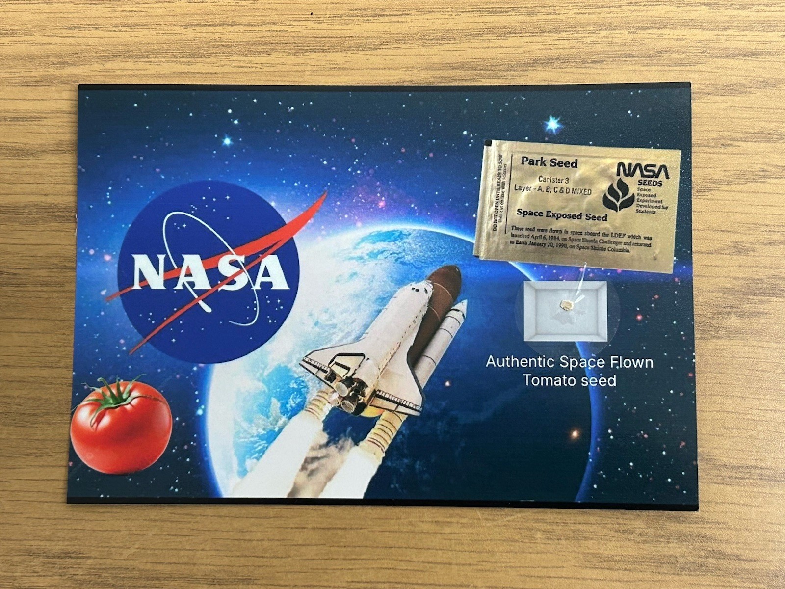 NASA Space Flown Tomato Seed Relic Historic Photo Display Piece Exposed Seeds