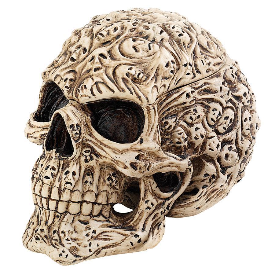 Tragic Faces of Lost Souls Talisman Human Skull Trinket and Treasure Box