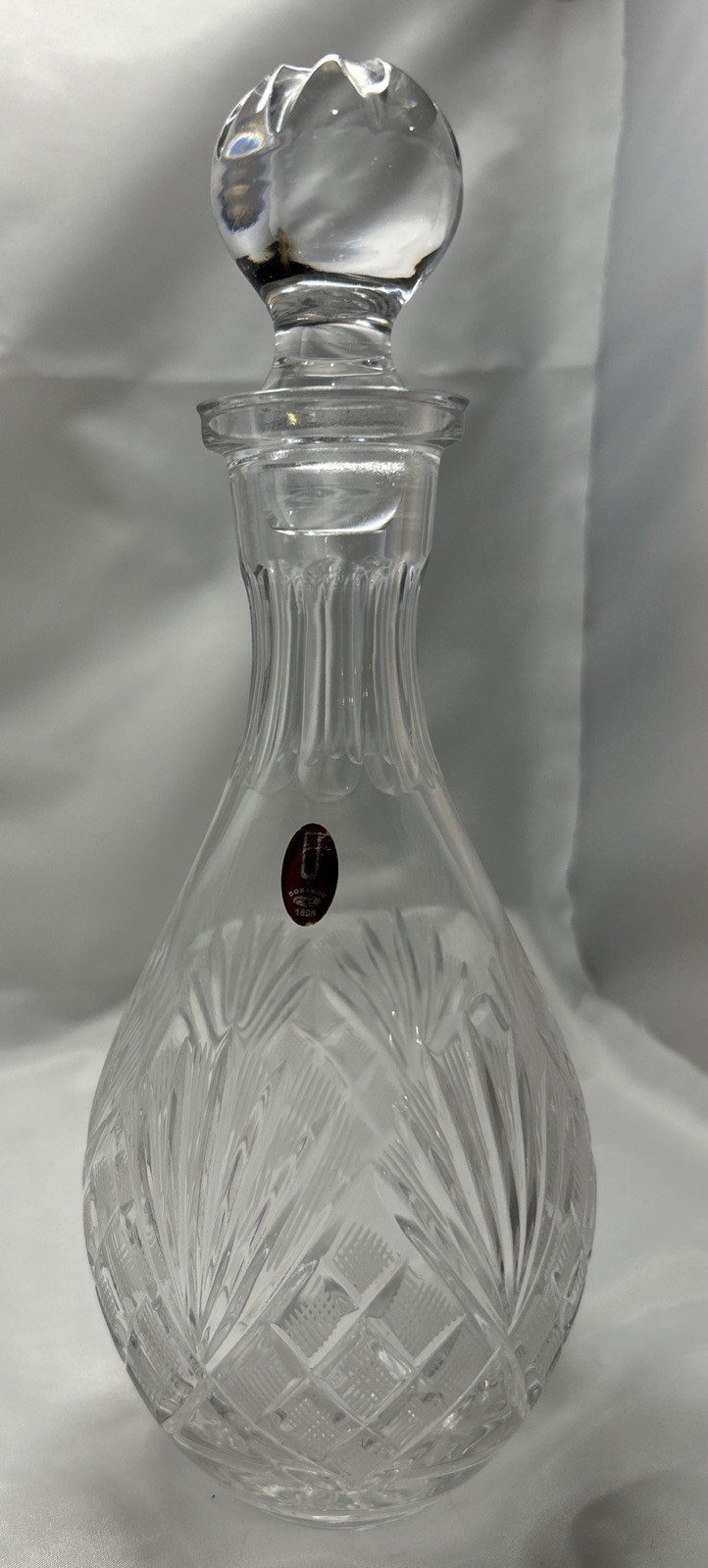 Borisov Belarus 24% Lead Crystal 20 oz Decanter with Stopper Label Minsk Borisov Belarus 24% Lead Crystal 20 oz Decanter with Stopper Label Minsk