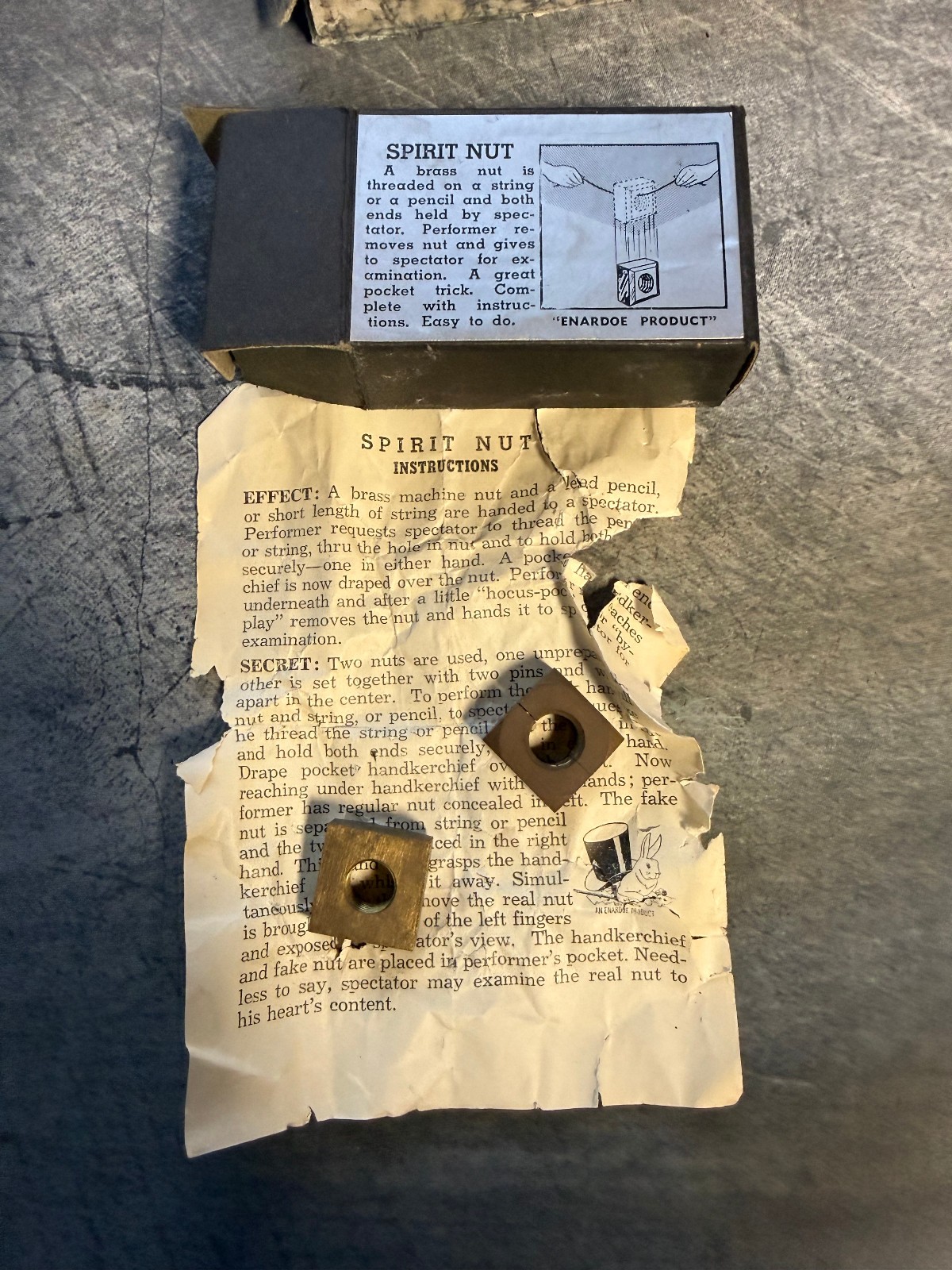 Vintage Spirit Nut Magic Trick Edward O Drane Enardoe Brass Gimmick Complete Set Vintage Spirit Nut Magic Trick Edward O Drane Enardoe Brass Gimmick Complete Set