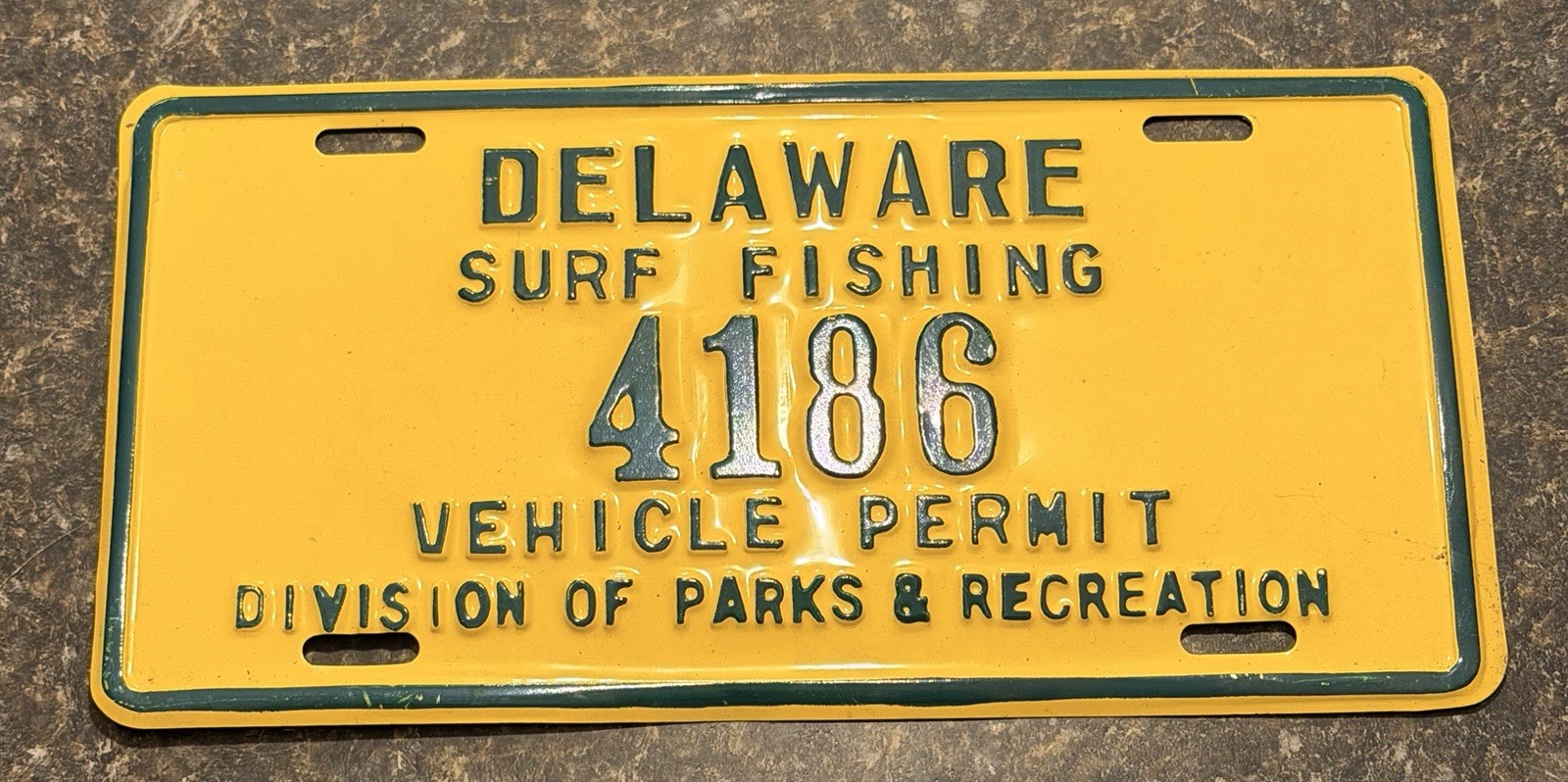 1984 Delaware Resident Surf Tag Number 4186 Never Issued In Perfect Condition 1984 Delaware Resident Surf Tag Number 4186 Never Issued In Perfect Condition