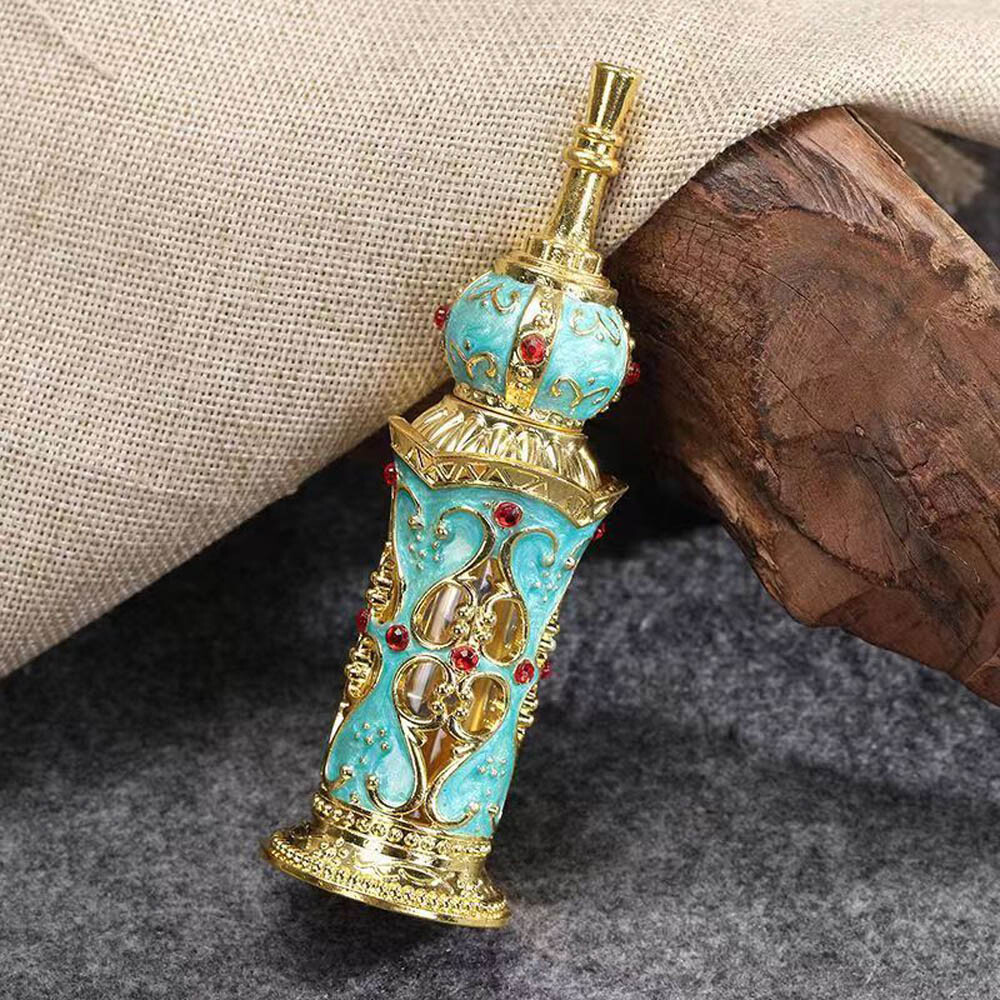 12ml Reusable Vintage Enamel Peacock Blue Perfume Bottle Hollow Metal Sub-bottle 12ml Reusable Vintage Enamel Peacock Blue Perfume Bottle Hollow Metal Sub-bottle