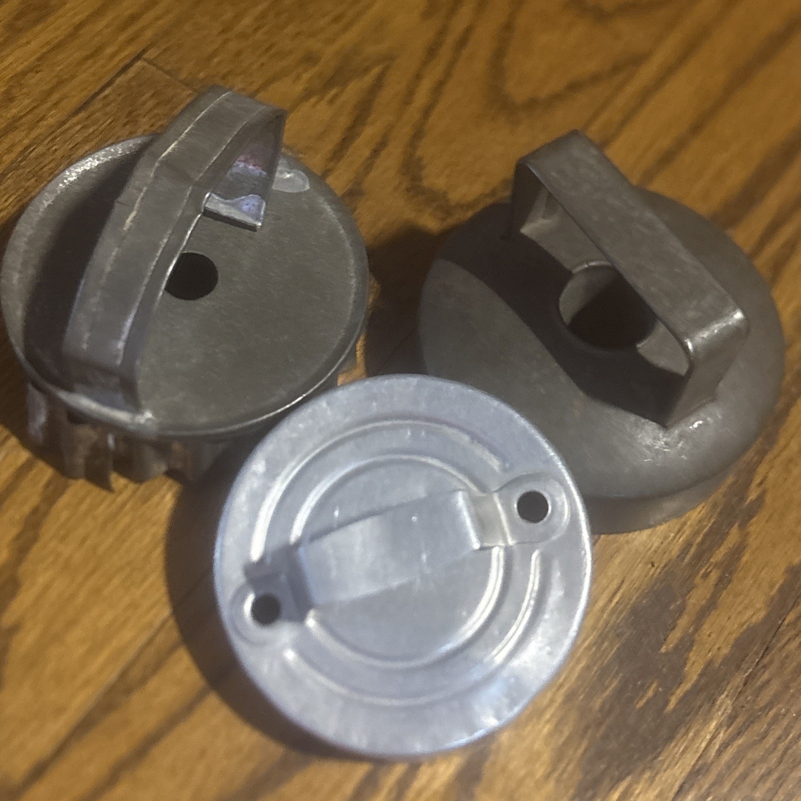 Antique Tin Cookie Cutters, Lot Of 3 Round  Smooth & Scalloped Biscuit Cutters