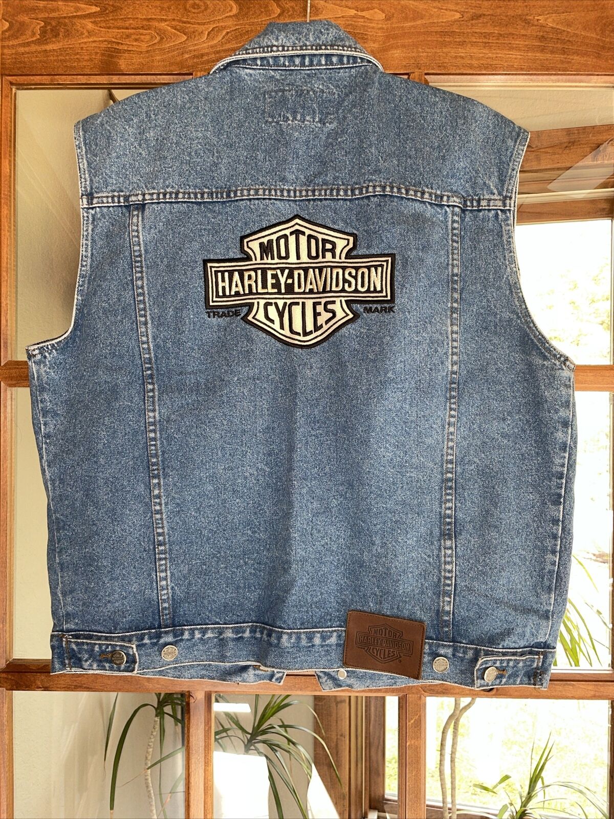 Vintage Classic Harley Davidson Biker Denim Vest Logo On Back Men\'s  Medium