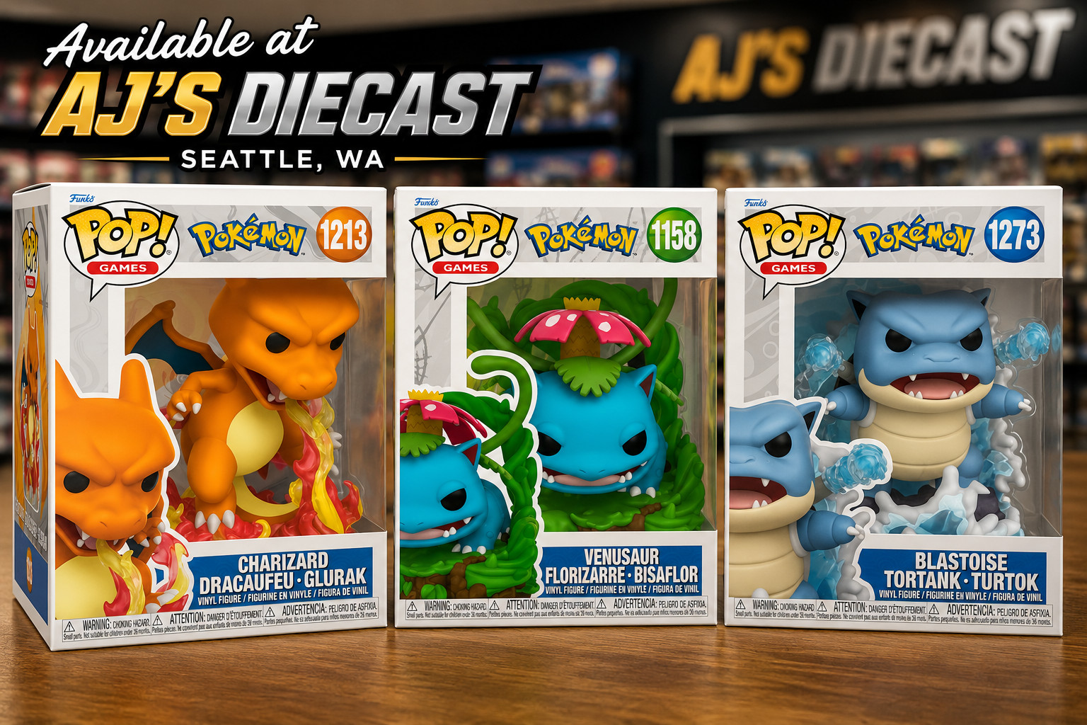 Funko POP - Premium Pokemon - Charizard/ Blastoise/ Venusaur - 3 Figure Lot Set