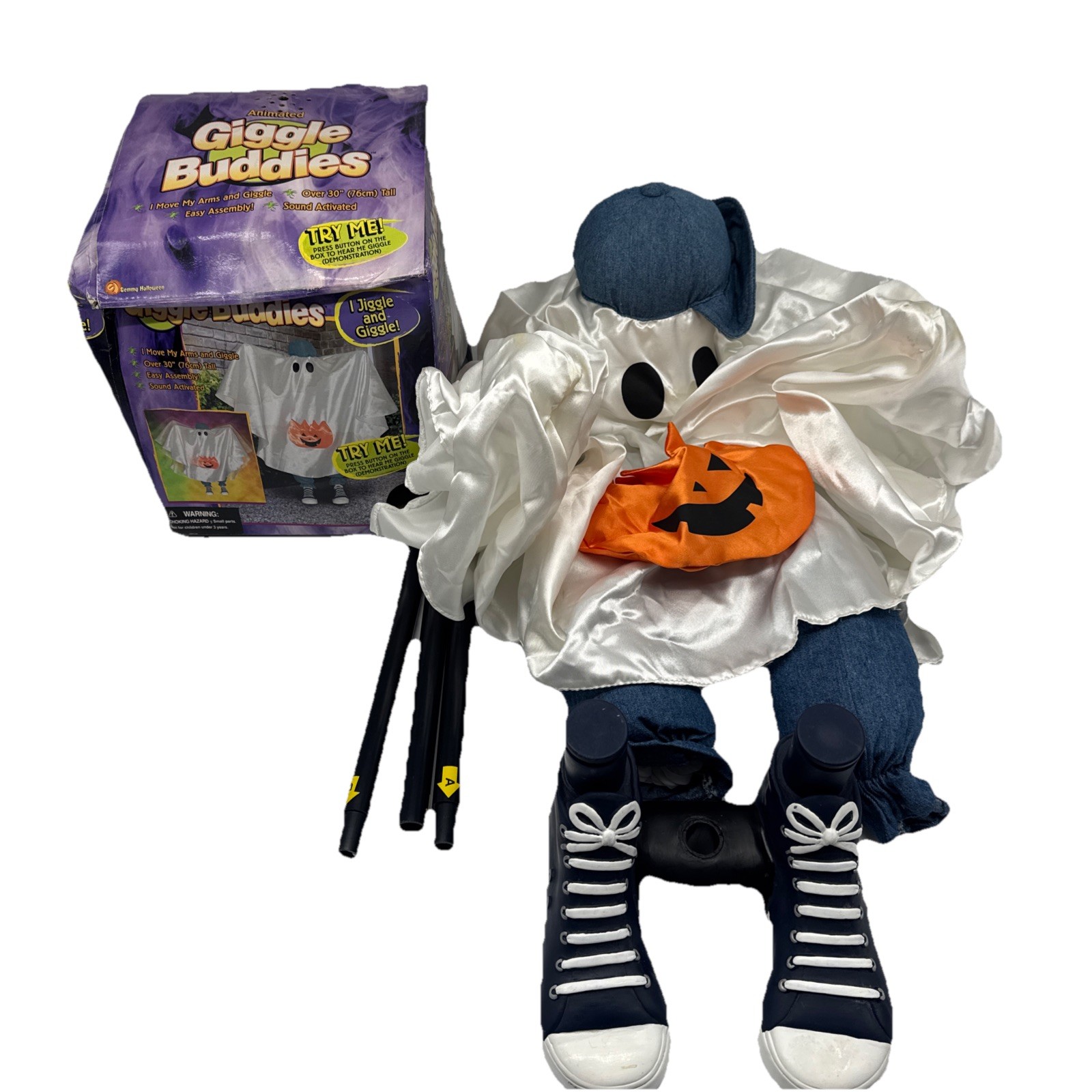 2002 Gemmy Halloween Giggle Buddies Ghost Animated Swaying Greeter WORKING Box 2002 Gemmy Halloween Giggle Buddies Ghost Animated Swaying Greeter WORKING Box