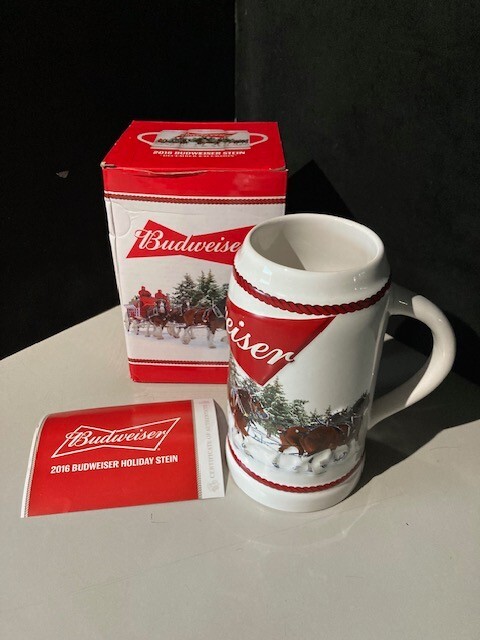 NEW 2016 Budweiser 36th Anniversary Edition Holiday Stein Clydesdales Mug Beer