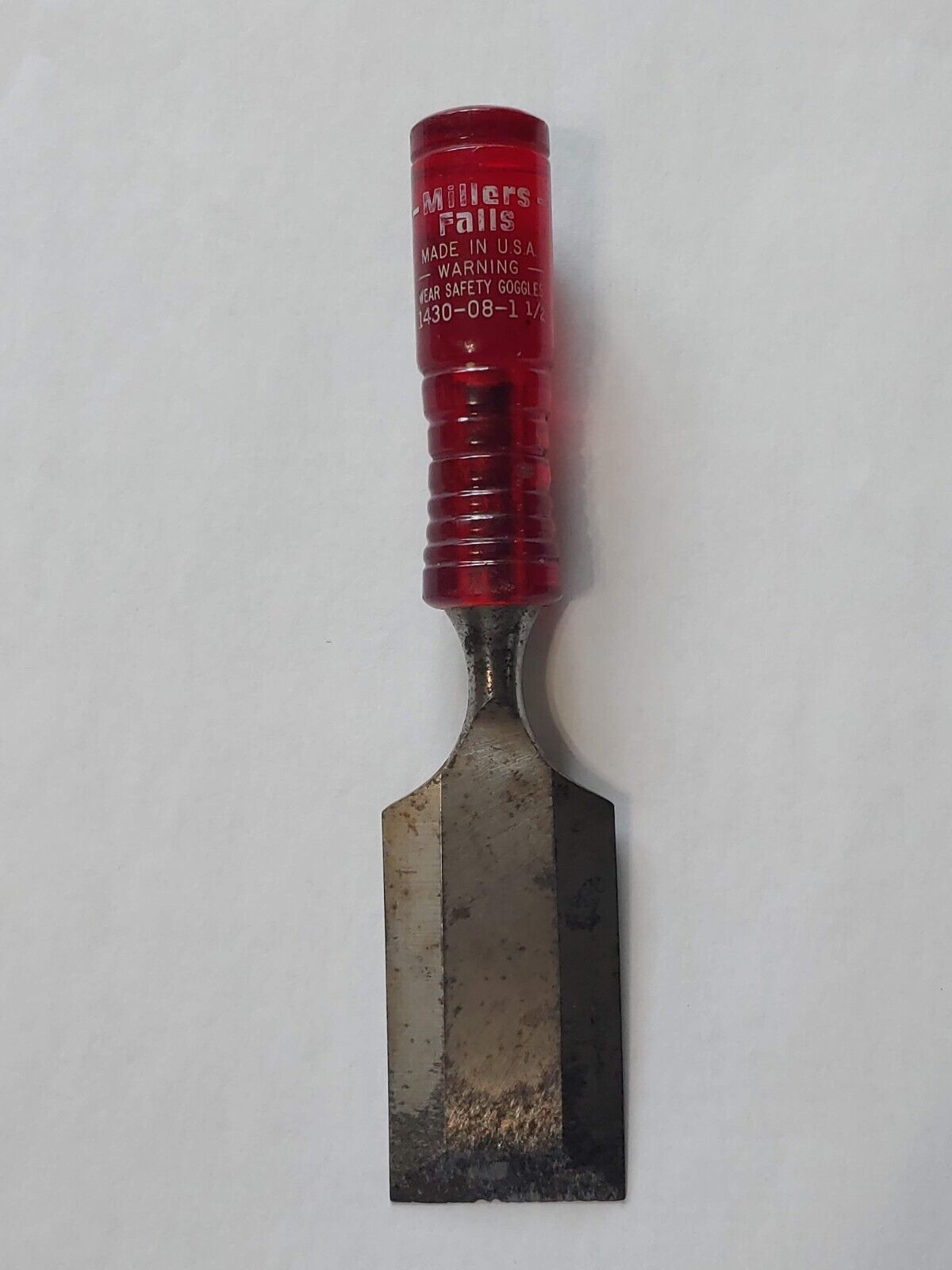 Vtg Millers Falls Chisel No. 1430-08-1 1/2  Red Handle Made in USA - 1 1/2 inch