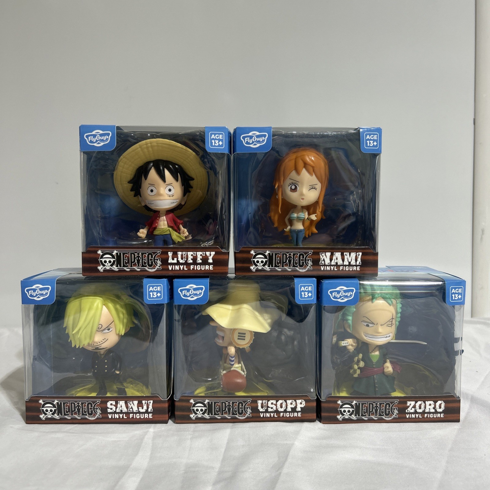 One Piece Fly Guys Vinyl One Piece Figure Set OF 5 NIB SANJI LUFFY USOPP NAM ZOR