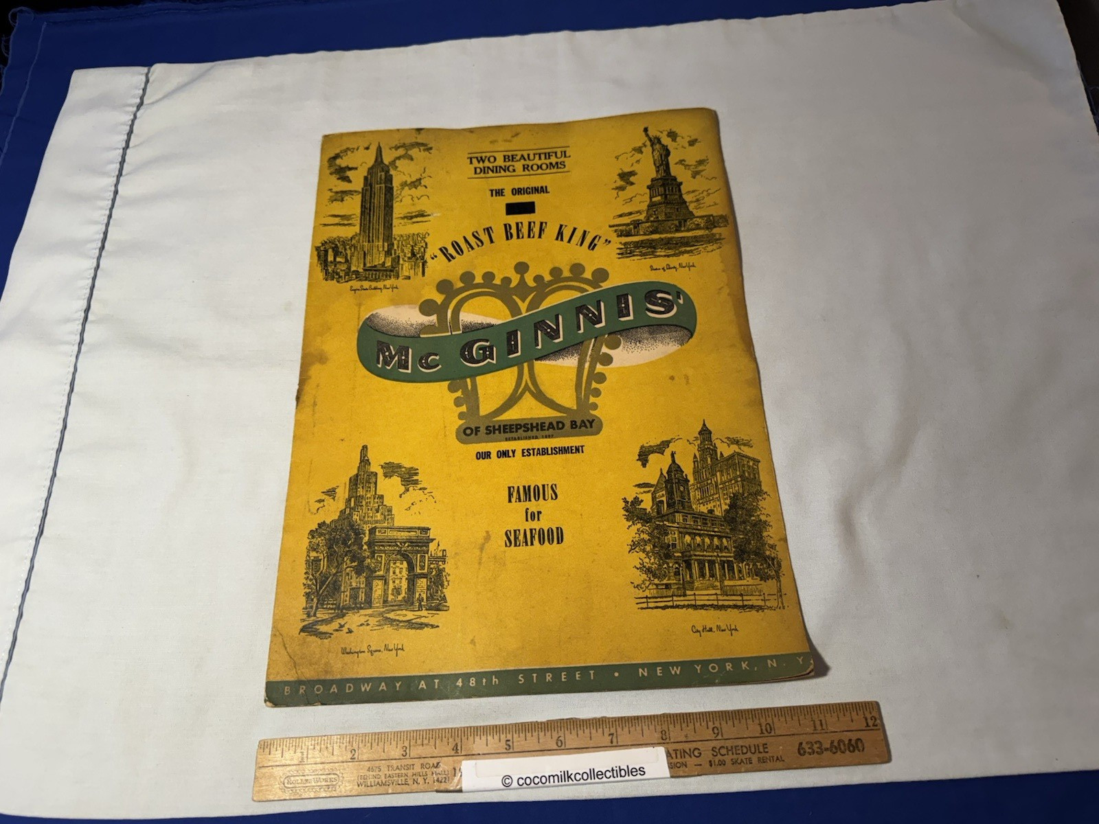 Vintag 1940\'s Menu McGinnis\' Restaurant Sheepshead Bay New York City Brooklyn NY