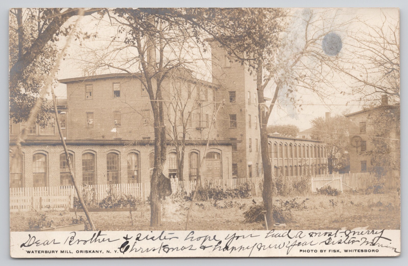 Real Photo Postcard Oriskany NY 1907 Waterbury Felt & Woolen Mills Factory RPPC
