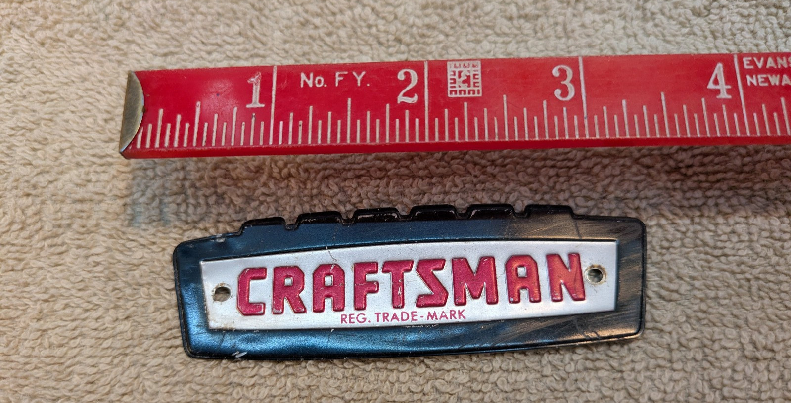 VINTAGE SEARS CRAFTSMAN CROWN LOGO TOOL BOX EMBLEM FROM A CRAFTSMAN TOOL BOX