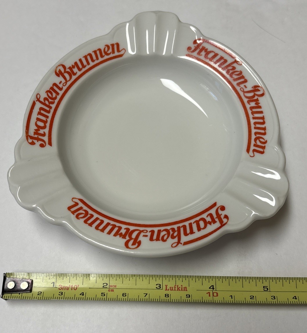 Vintage German Ceramic Ashtray Franken-Brunnen Germany. Marked Konigl.pr.heiu.