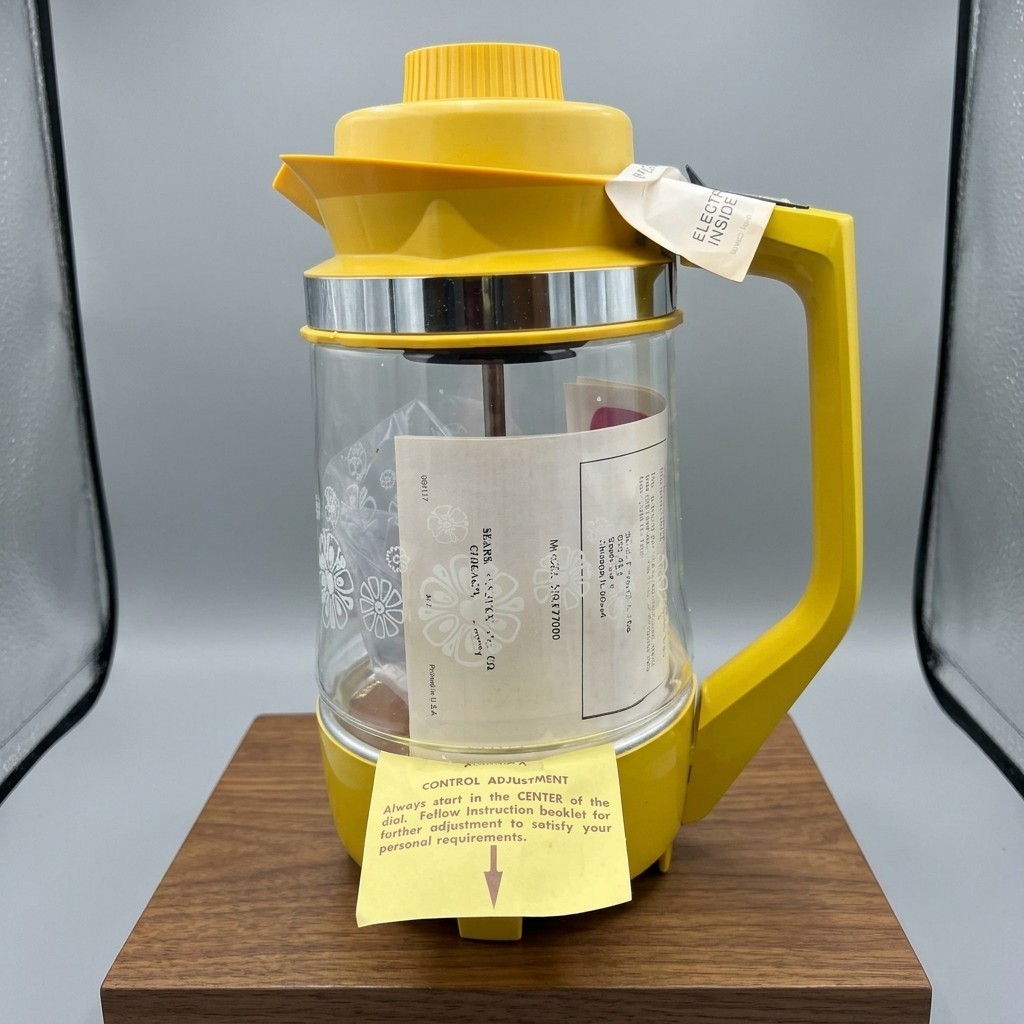 New Vintage 70s Sears Automatic Coffeemaker Yellow Daisy 10 Cup Glass Percolator