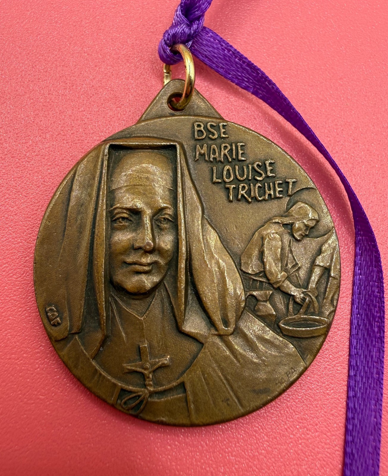Marie Louise Trichet Daughters of Wisdom Bronze Vintage Religious Medal Marie Louise Trichet Daughters of Wisdom Bronze Vintage Religious Medal