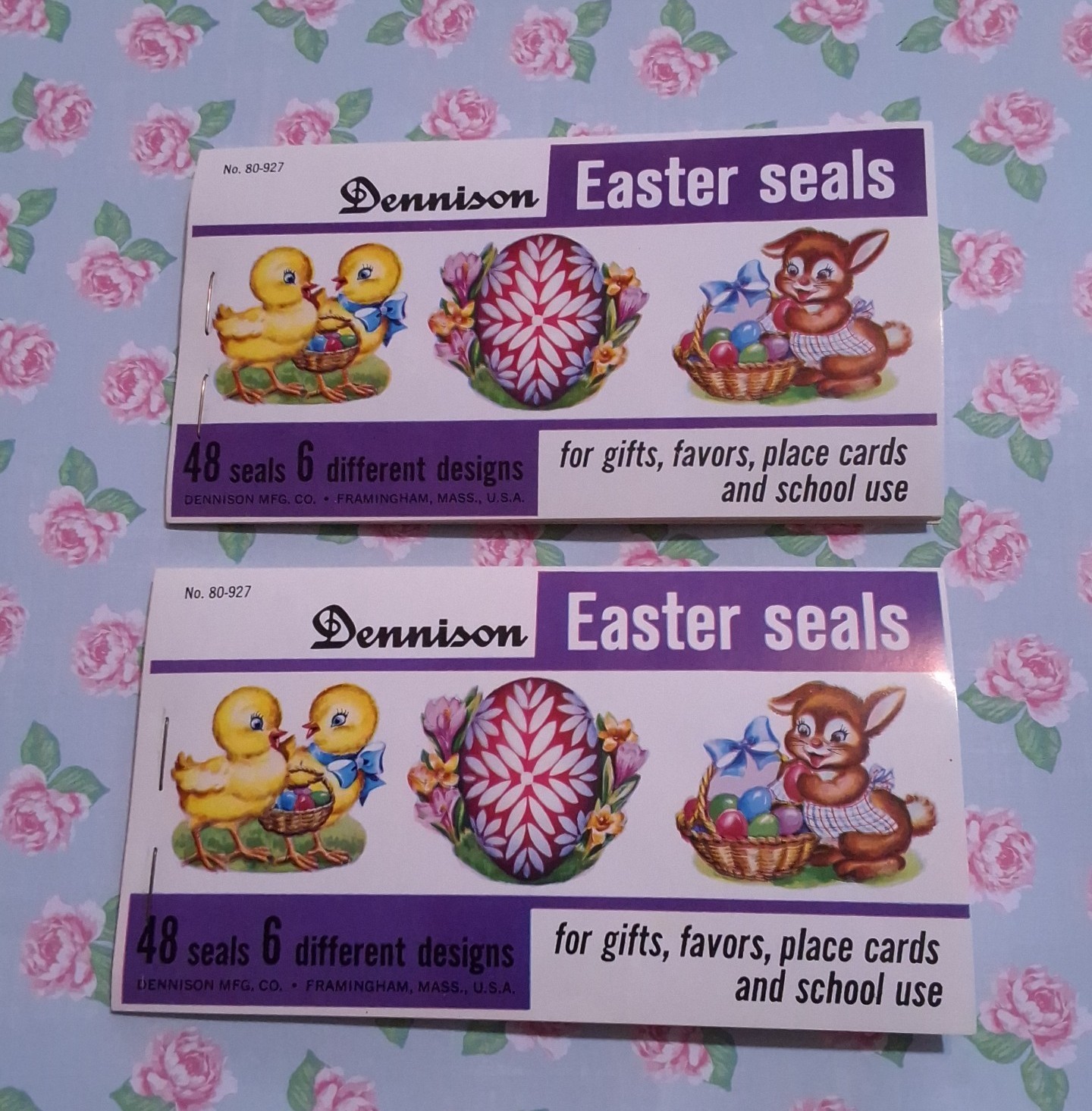96 Vintage Dennison Easter Seals Stickers Bunnies Chicks Journal Scrapbooking