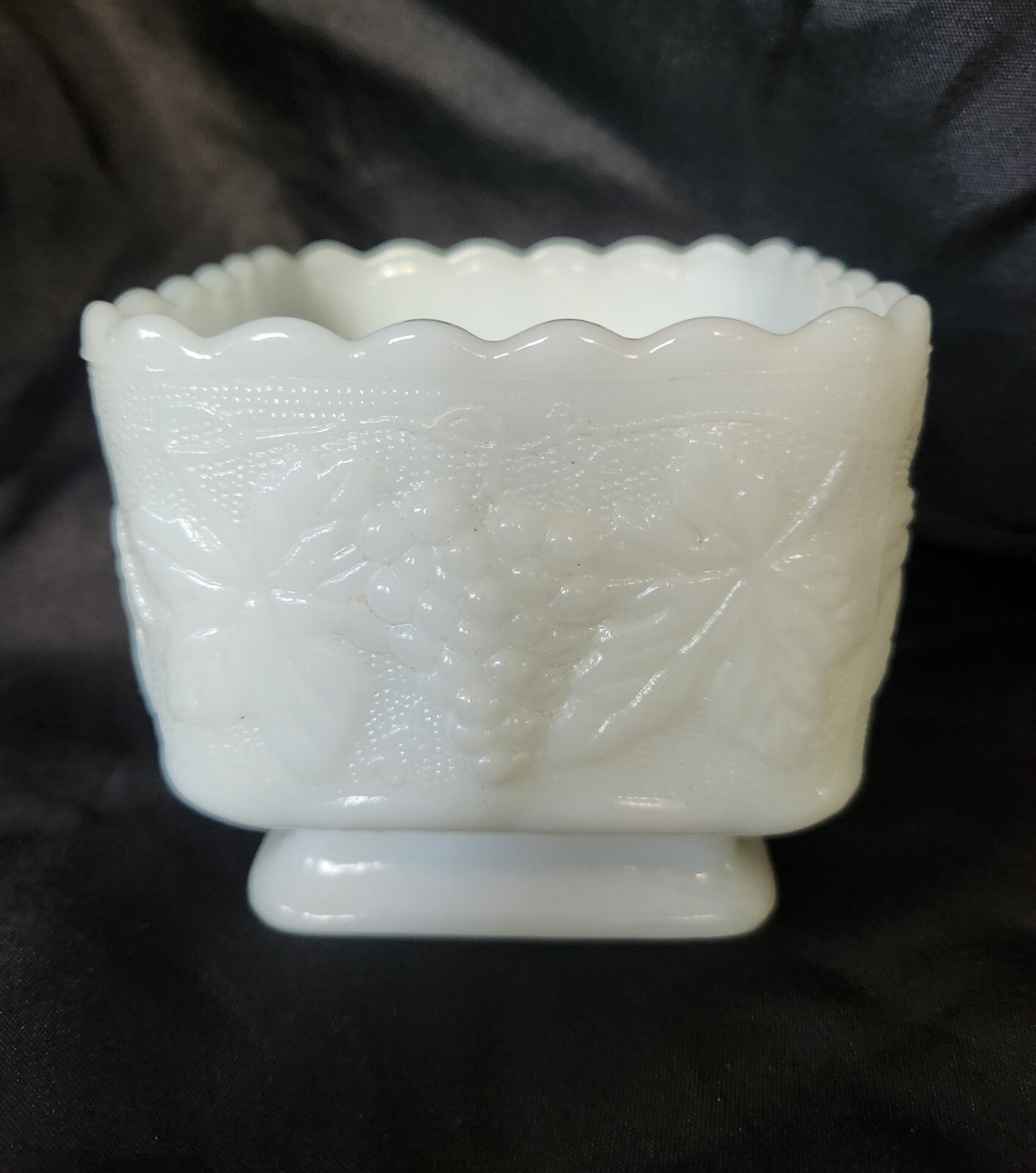 White Milk Glass Square Candy Pedestal 4\