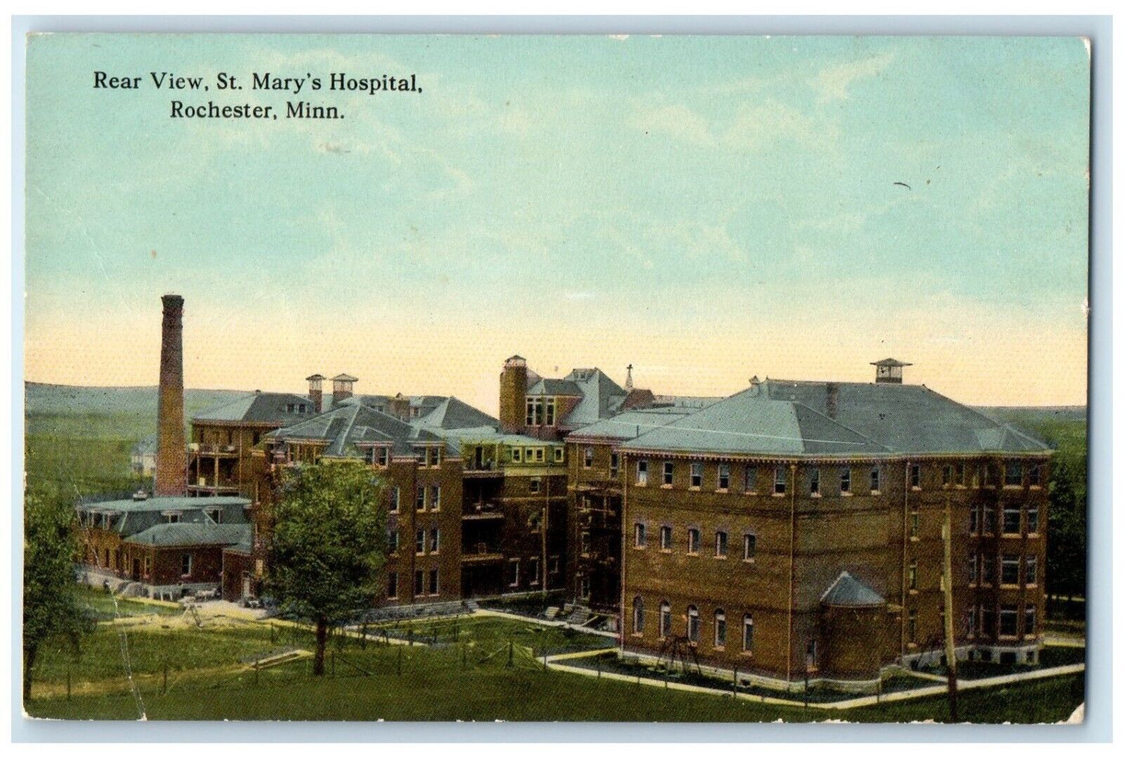 c1910's Rear View St. Mary's Hospital Building Rochester Minnesota MT Postcard
