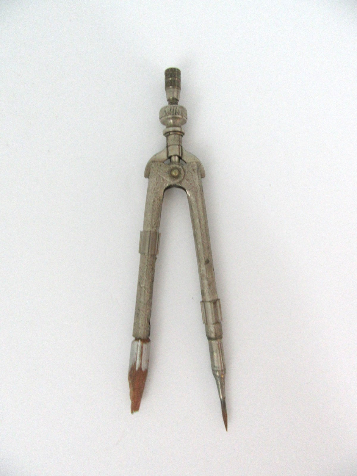 Vintage Antique Compass Drawing Drafting Screw Top - Floral Detailed Texture