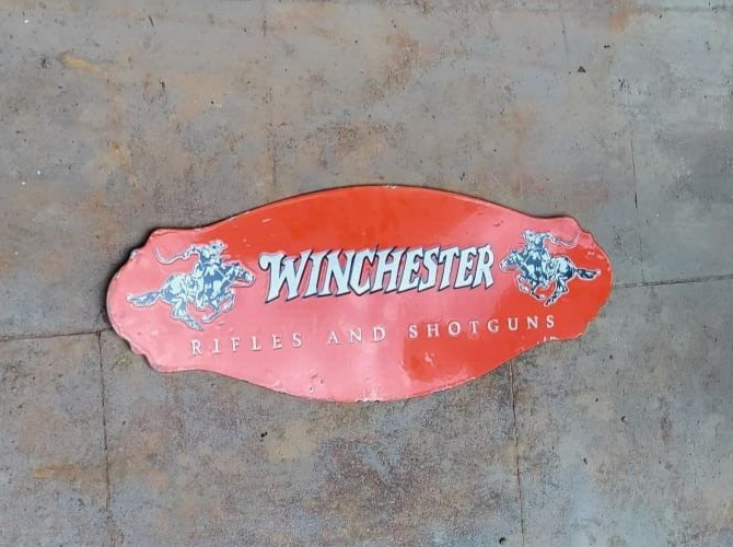 PORCELIAN WINCHESTER  ENAMEL SIGN SIZE 12X30 INCHES DOUBLE SIDED