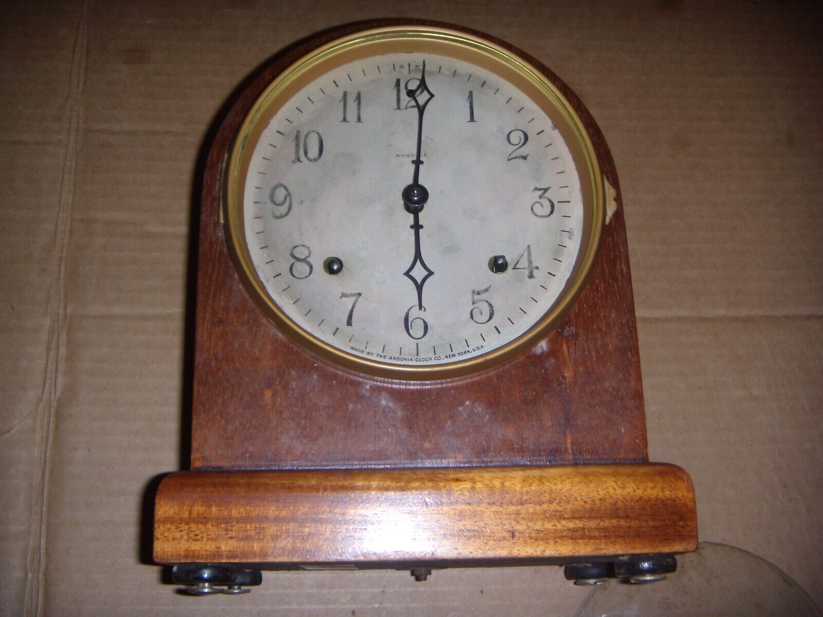 Antique Ansonia Mantle Cabinet Chime Clock Doric No. 1 Untested