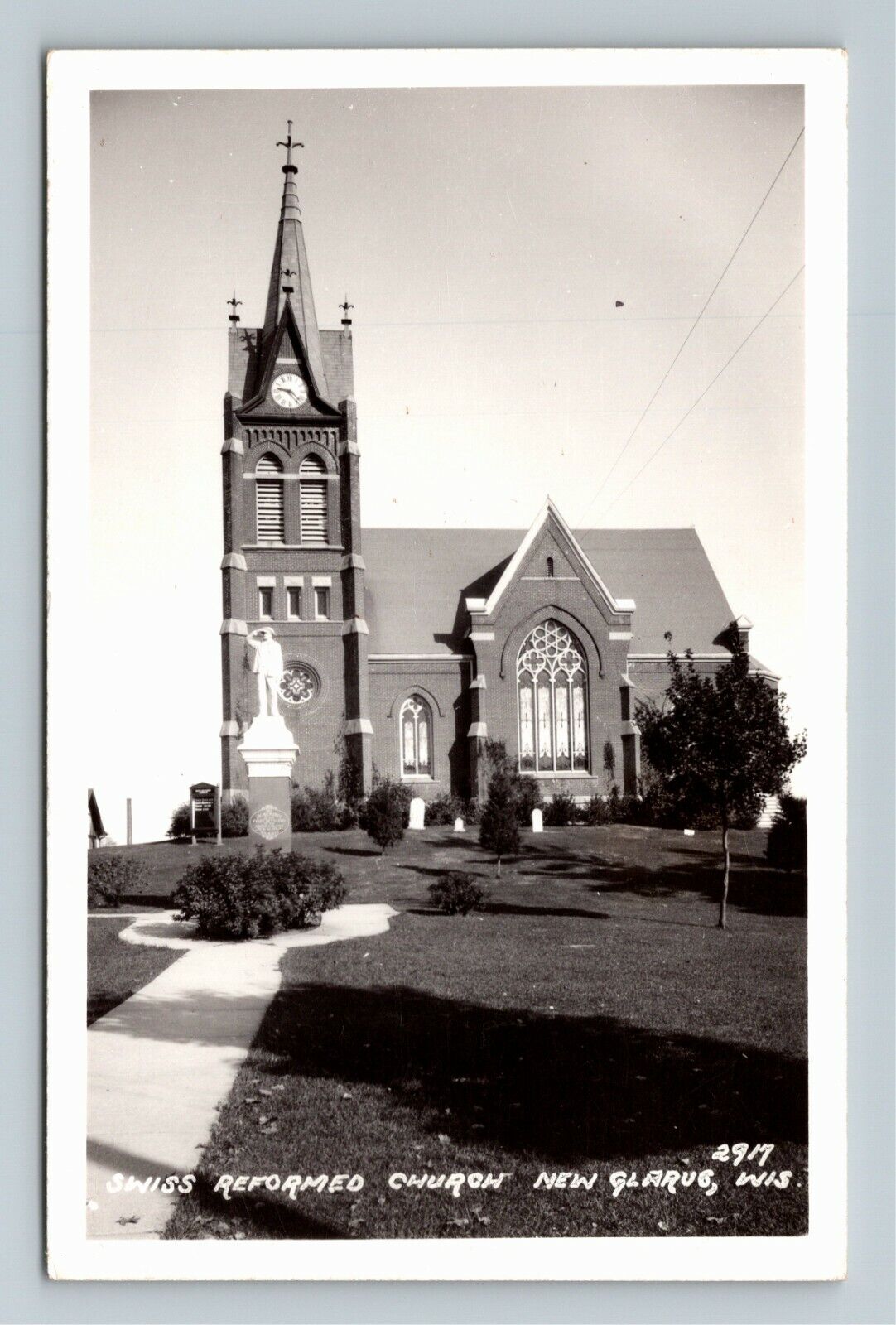 RPPC New Glarus WI-Wisconsin, Swiss Reformed Church, Vintage Postcard