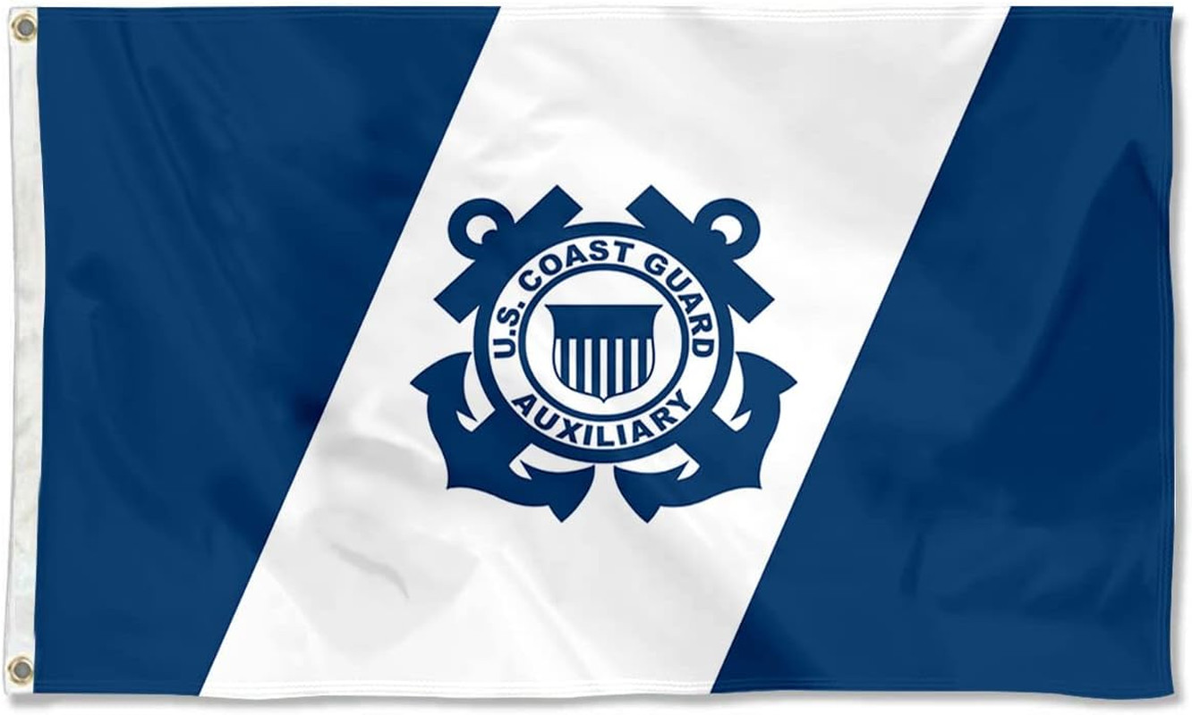 United States US COAST GUARD AUXILIARY Flag 3X5 Ft Vivid Color Double United States US COAST GUARD AUXILIARY Flag 3X5 Ft Vivid Color Double