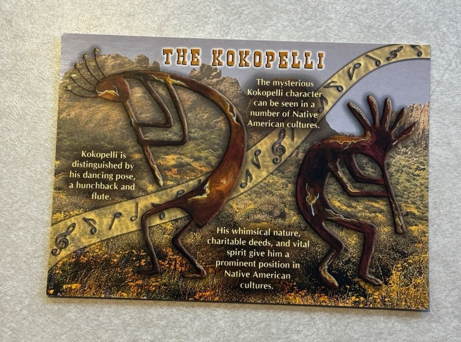 The Kokopelli Symbol of Southwest Rock Art and Pottery Vintage Postcard