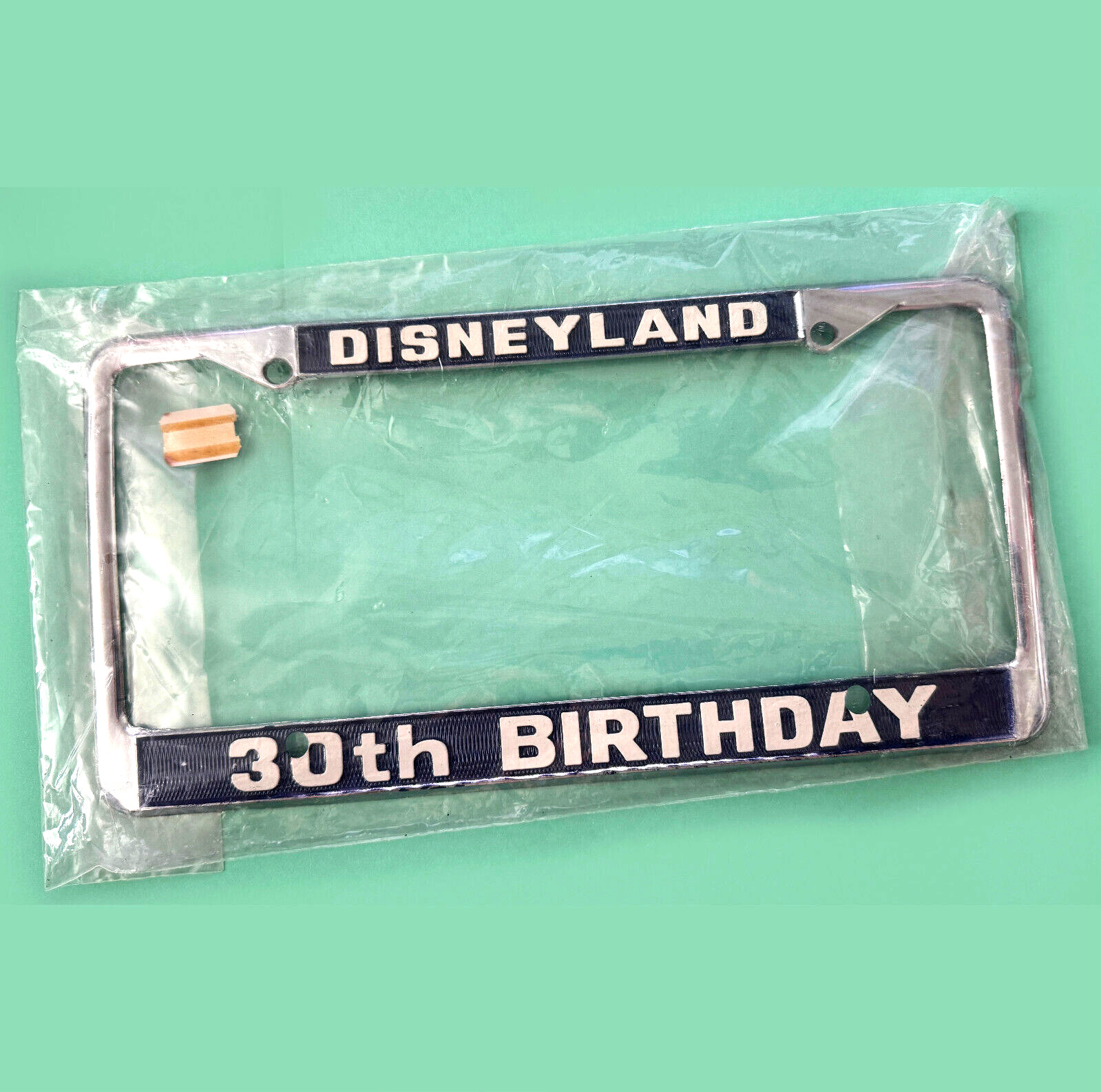 Vintage Disneyland 30th Birthday 1985 Metal License Plate Frame Unopened