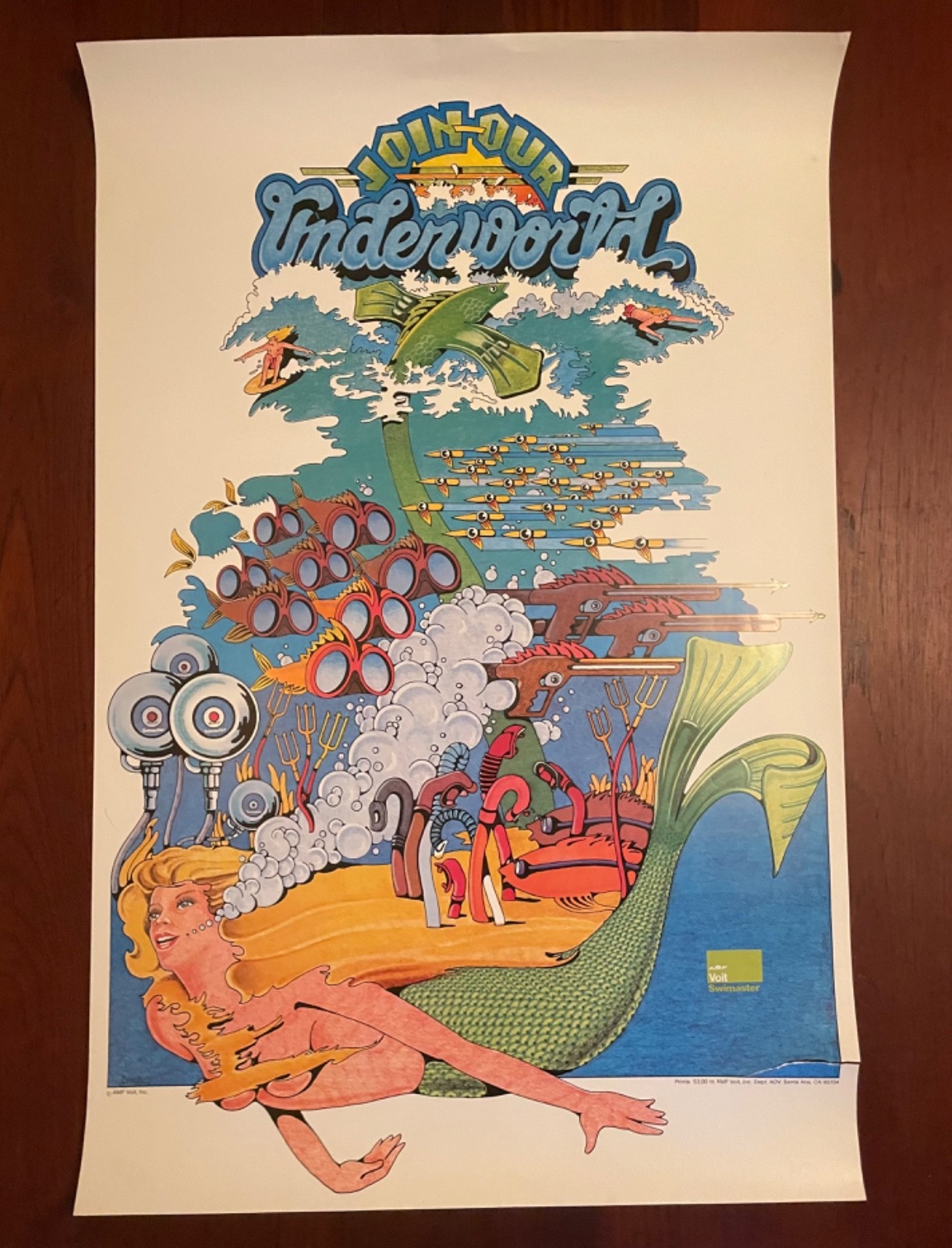 Vintage 1970s AMF Voit Swimmaster Promo Poster – 
