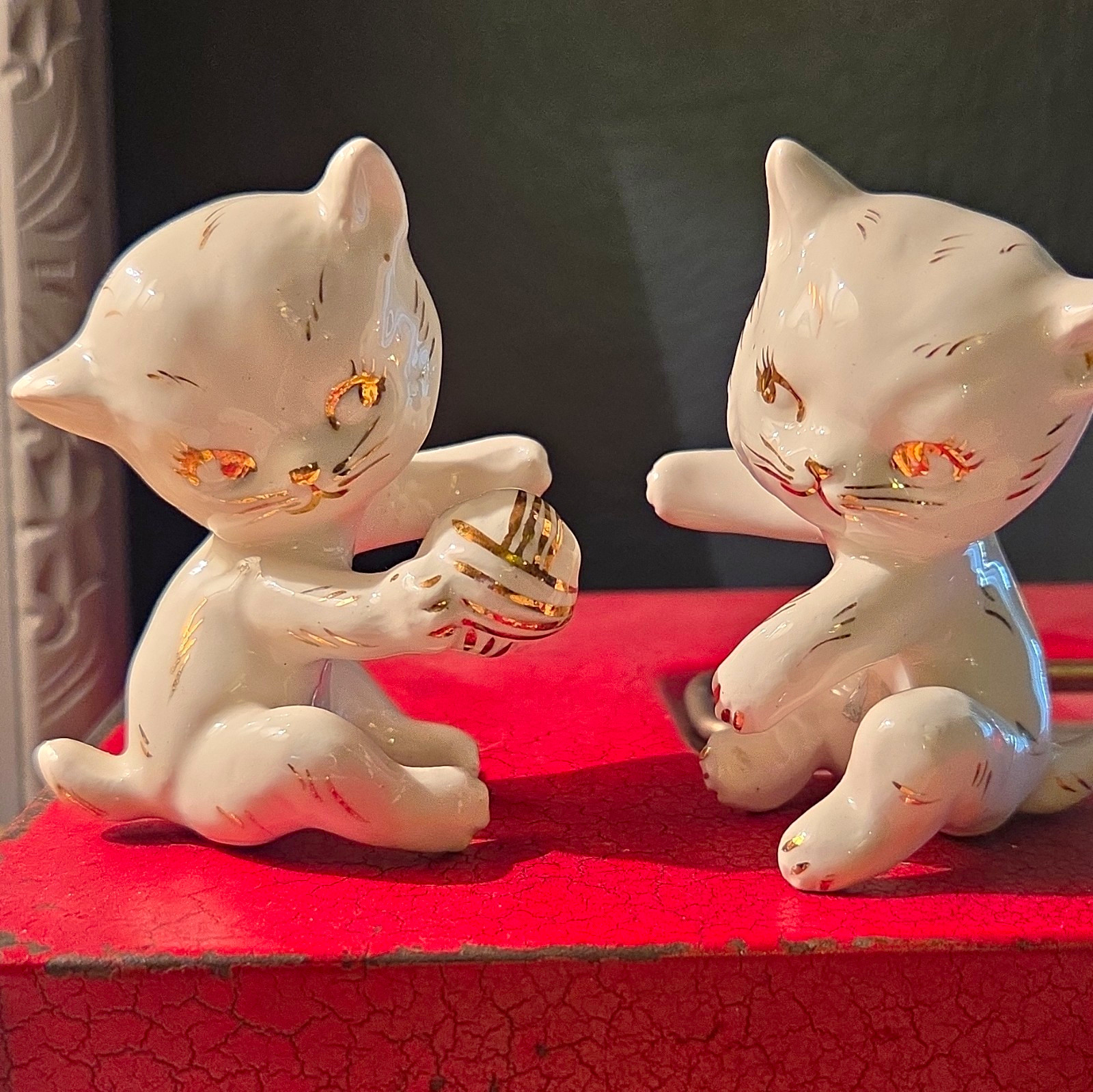 Vintage Napco Cat Candle Huggers White Cats Japan