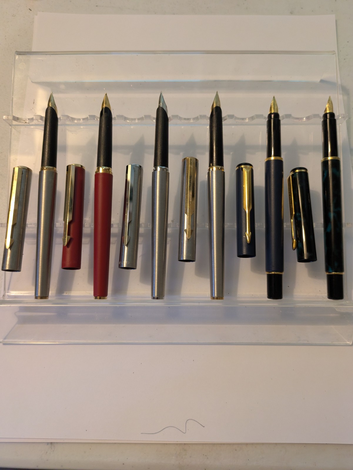 Vtg 6x Parker Fountain Pen Lot - Steel Nibs - Vector 95