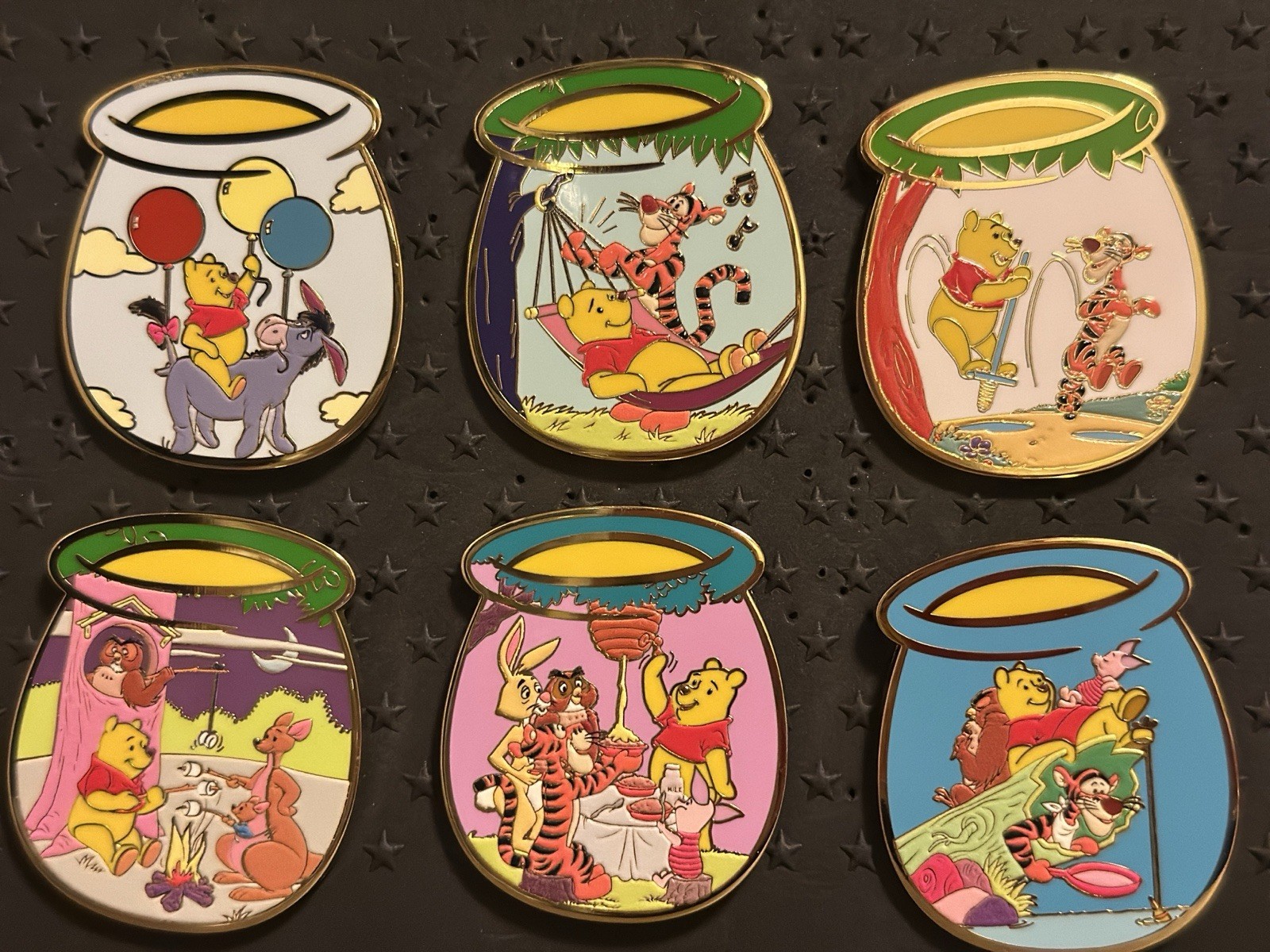 Disney BoxLunch Friendship Honey Pots 6 Pin Set 2026 Winnie The Pooh & Friends